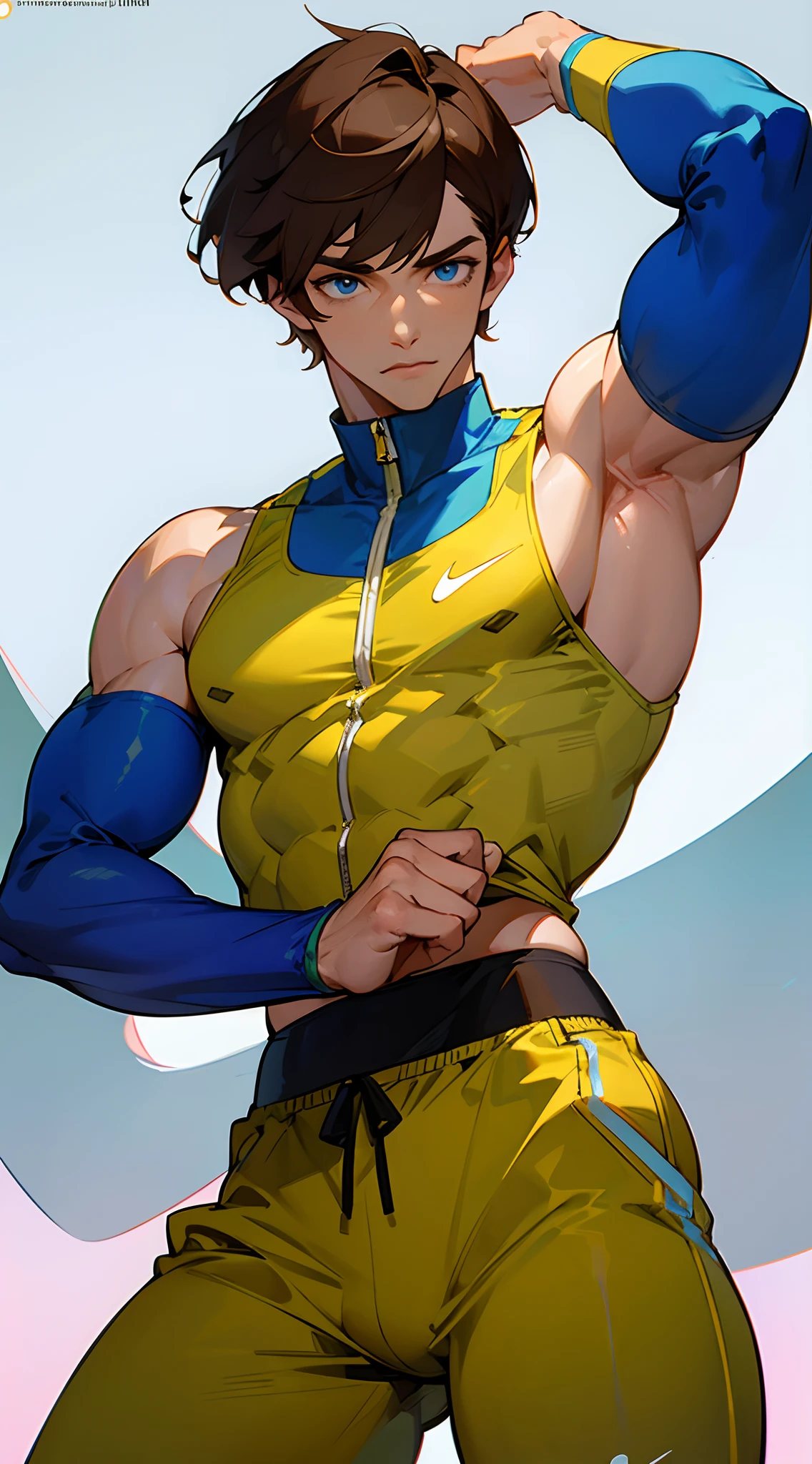 full body in image, simple hair, full naked man, naked body, male body, jogger pants, short hair, athletic and fit body, toned body, defined muscles, dynamic pose, six-pack, detailed pose, body, simple background, expressive face, focus on face, line art with sharp details, sketch highlighting masculine structure, emphasis on athletic build, balanced and proportional muscles, realistic proportions, expressive male figure