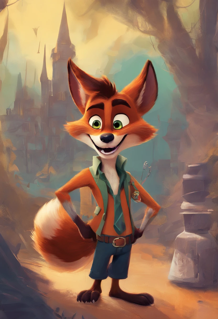 Nick Wilde usando um fio dental branco