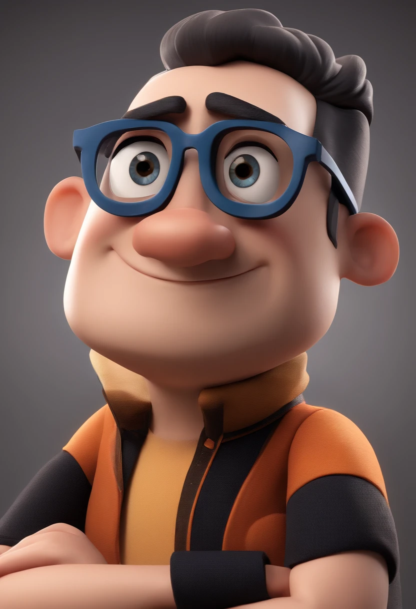 Cartoon character of a man with black glasses and a blue shirt, animation character, Caractere estilizado, animation style rendering, 3D estilizado, Arnold Maya render, 3 d render stylized, toon render keyshot, Personagem 3D, Personagem 3D, 3d rendering stylized, 3 d character render, personagem de desenho animado, Personagem de close up, Pose de personagem, (Estilo Pixar) (master part:1.2) (Bokeh) (best quality) (pele detalhada) (textura detalhada) (8k) (argila) (Cinematic lighting) (foco nítido