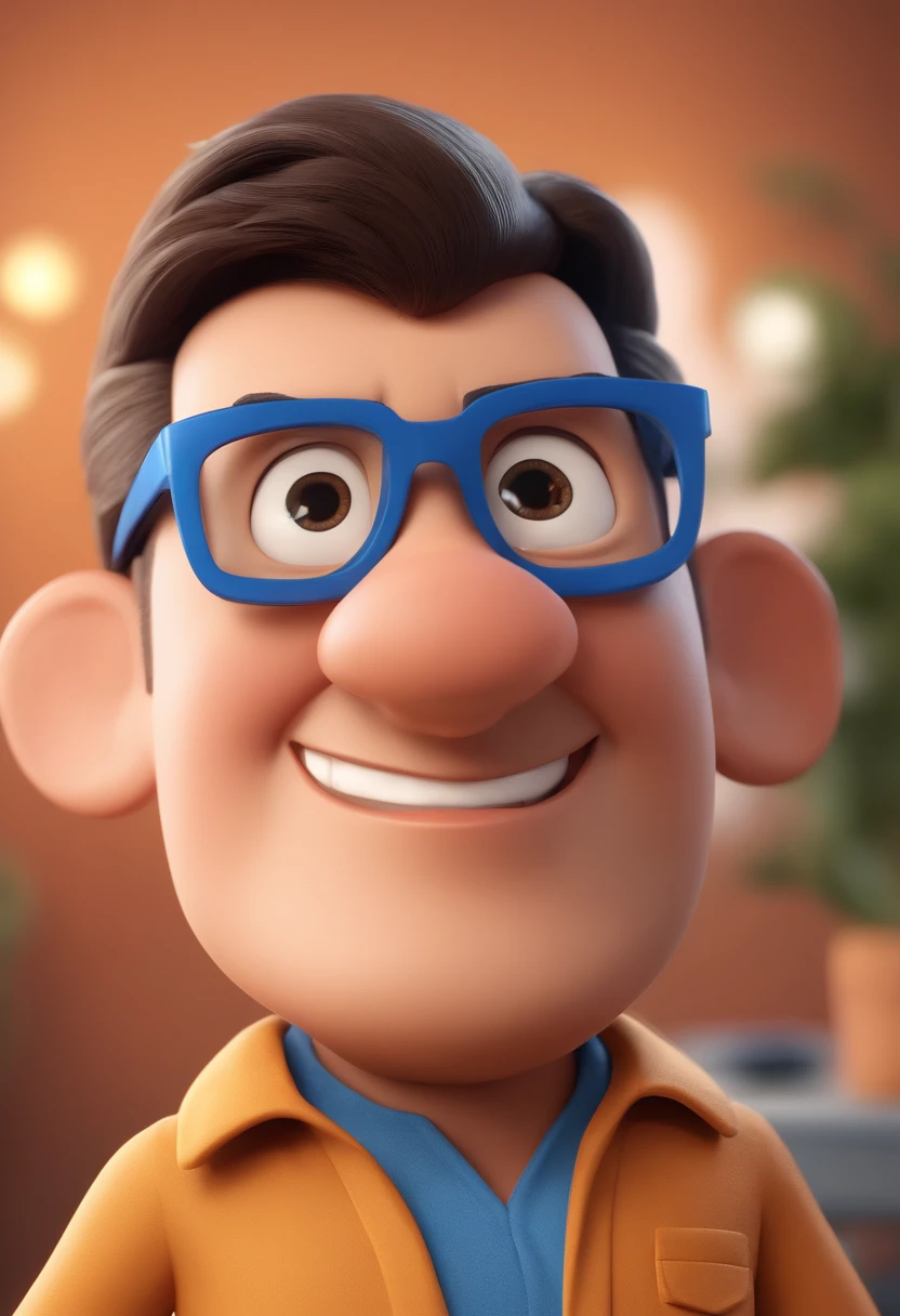 Cartoon character of a man with black glasses and a blue shirt, animation character, Caractere estilizado, animation style rendering, 3D estilizado, Arnold Maya render, 3 d render stylized, toon render keyshot, Personagem 3D, Personagem 3D, 3d rendering stylized, 3 d character render, personagem de desenho animado, Personagem de close up, Pose de personagem, (Estilo Pixar) (master part:1.2) (Bokeh) (best quality) (pele detalhada) (textura detalhada) (8k) (argila) (Cinematic lighting) (foco nítido