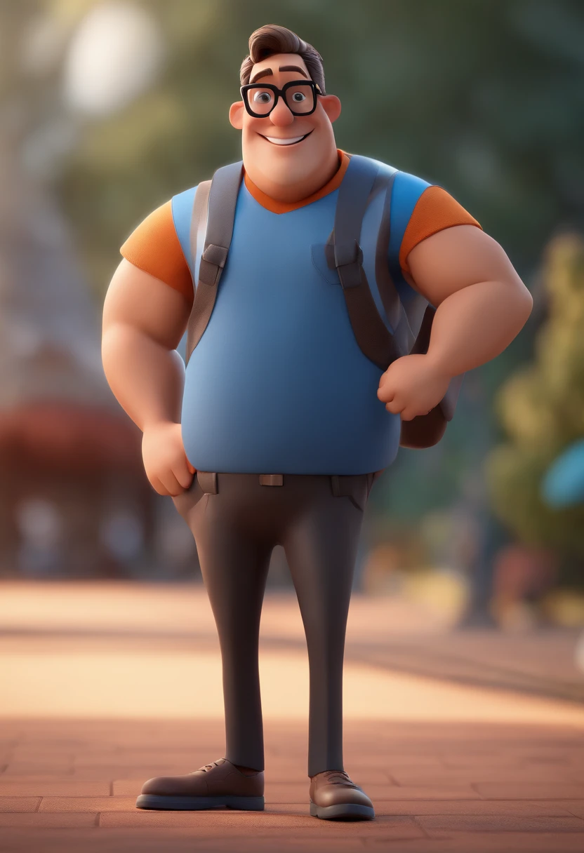 Cartoon character of a man with black glasses and a blue shirt, animation character, Caractere estilizado, animation style rendering, 3D estilizado, Arnold Maya render, 3 d render stylized, toon render keyshot, Personagem 3D, Personagem 3D, 3d rendering stylized, 3 d character render, personagem de desenho animado, Personagem de close up, Pose de personagem,  (Estilo Pixar) (master part:1.2) (Bokeh) (best quality) (pele detalhada) (textura detalhada) (8k) (argila) (Cinematic lighting) (foco nítido