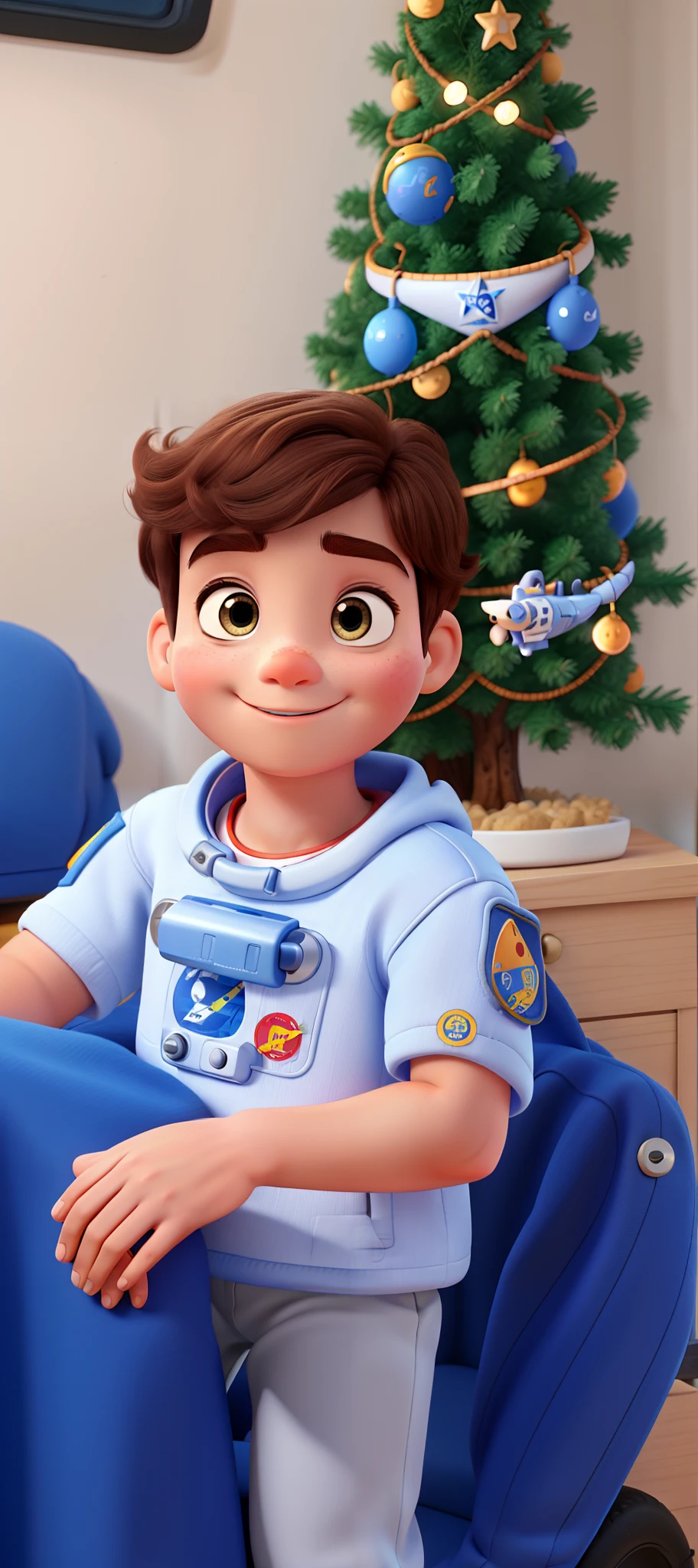 Disney pixar |, alta qualidade, Best Quality Friendly Astronaut Outfit and Brown Eyes with Over 