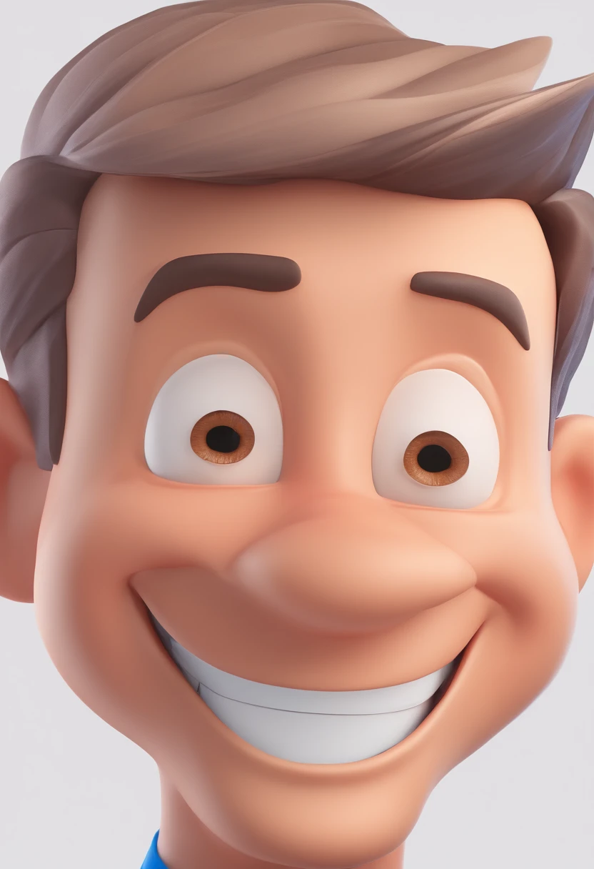 Smiling Man Illustration, sorriso insano, Homem de pele marrom com um sorriso gigante, happily smiling at the camera, sorriso atrevido, he's smiling, sorriso muito grande, Macho sorridente, foto de perfil headshot, rindo sorriso enorme, desenhando no estilo de Arte 3D, c4d, fundo de cor branco puro, estilo disney, estilo pixar render ilustracao Super Detalhe, 8k