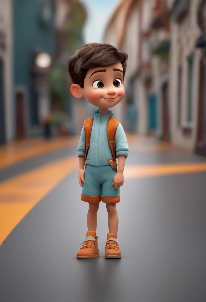 a happy cute ??? standing short hair, vestindo uma fantasia espacial, , fundo branco, barnet, tom, Estilo Pixar, ..3d, desenhos animados, rosto detalhado, asymmetrical 16k