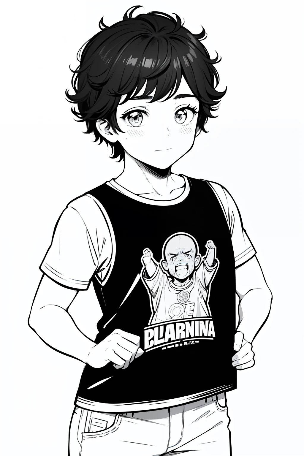 Coloring page um menino cabelo black power, de camiseta arregata