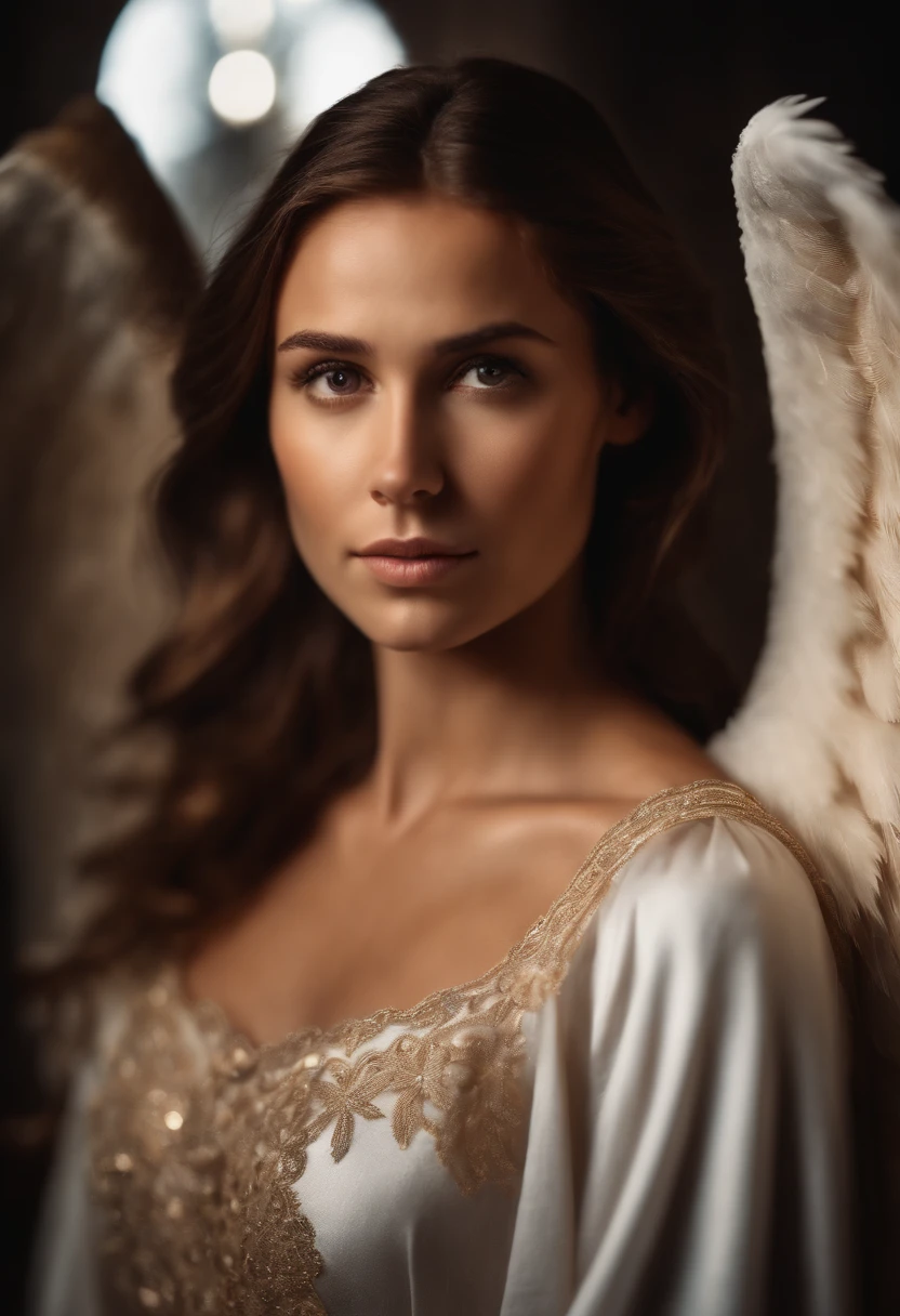 Angel from heaven with brown hair and light eyes