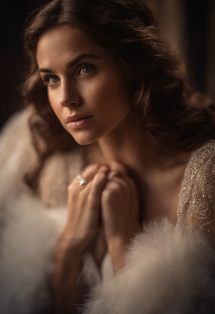 Angel from heaven with brown hair and light eyes