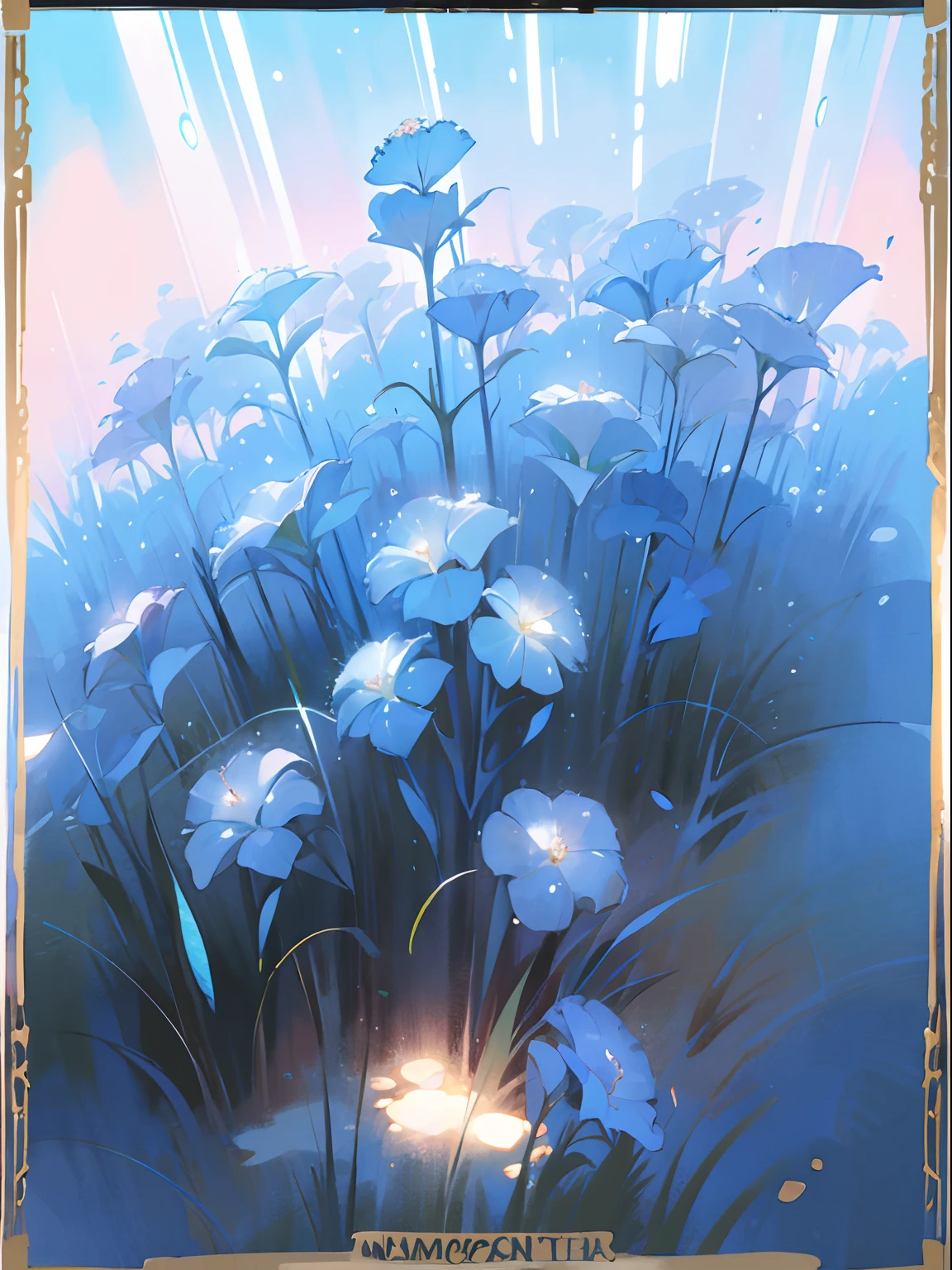 1 Tarot Card Texture、nemophila menziesii、bright colour、Gentle light、Fresh air、planar、art by、watercolor paiting、graphic、masterpiece、highest grade