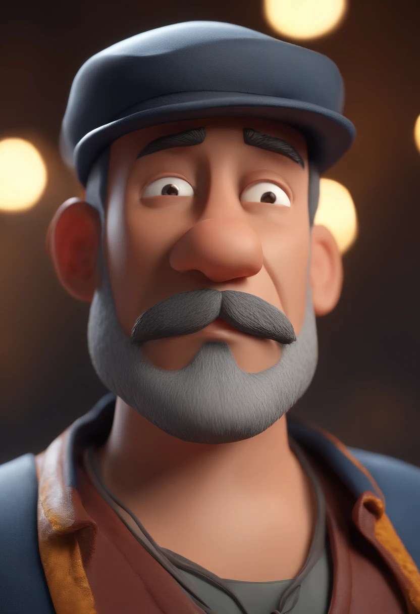 Cartoon character of a man with a shaved head and a big closed beard,TOCANDO UMA ACODEON camisa preta, animation character, Caractere estilizado, animation style rendering, 3D estilizado, Arnold Maya render, 3 d render stylized, toon render keyshot, Personagem 3D, Personagem 3D, 3d rendering stylized, 3 d character render, personagem de desenho animado, Personagem de close up, Pose de personagem,  (Estilo Pixar) (master part:1.2) (Bokeh) (best quality) (pele detalhada) (textura detalhada) (8k) (argila) (Cinematic lighting) (foco nítido)