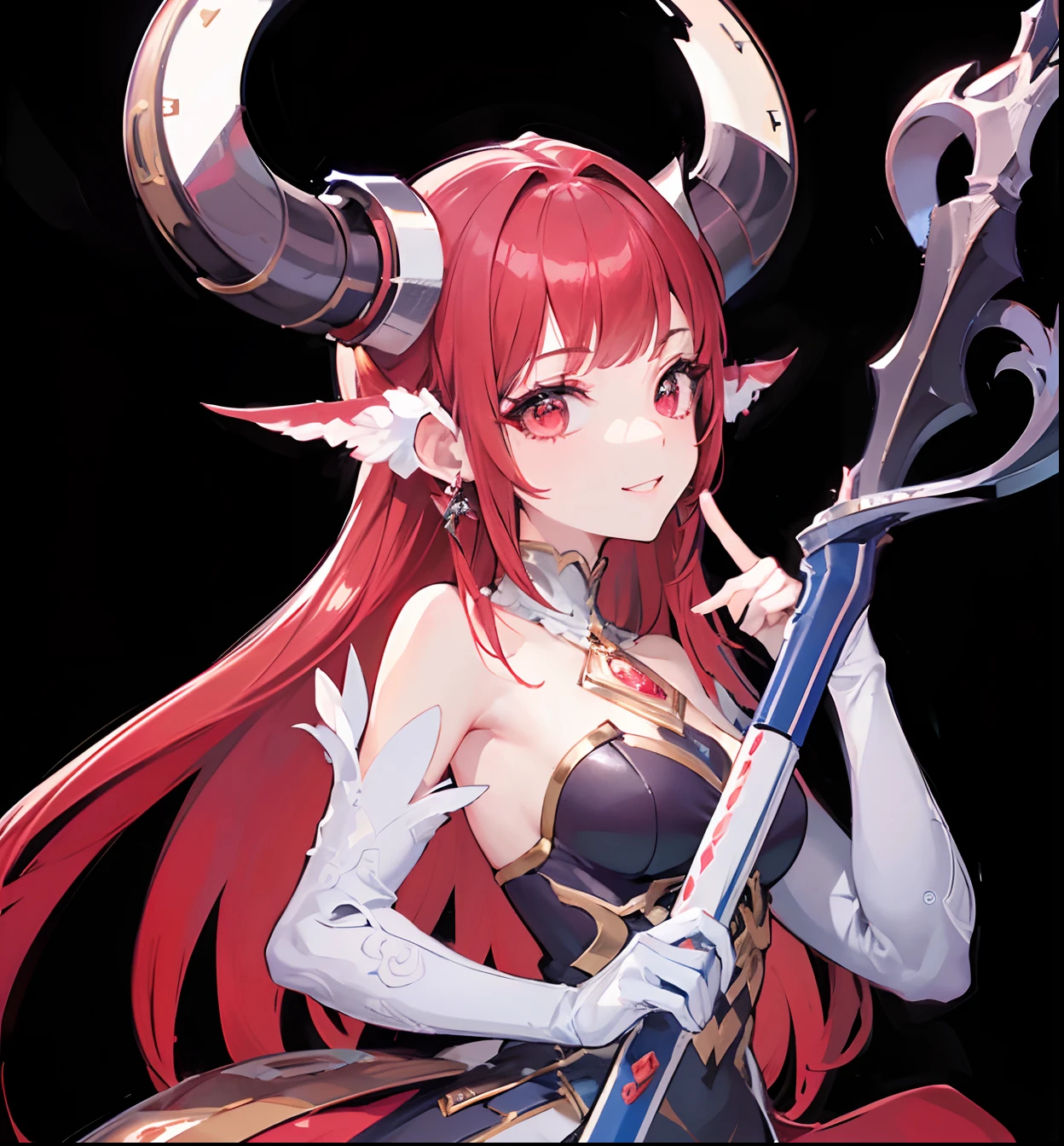 (((tmasterpiece:1.4,best qualtiy))+,(hyper-detailing)+,(Ultra-detailed eyes)+,(Ultra-detailed hair)+,Red eyes,Girl with a smile