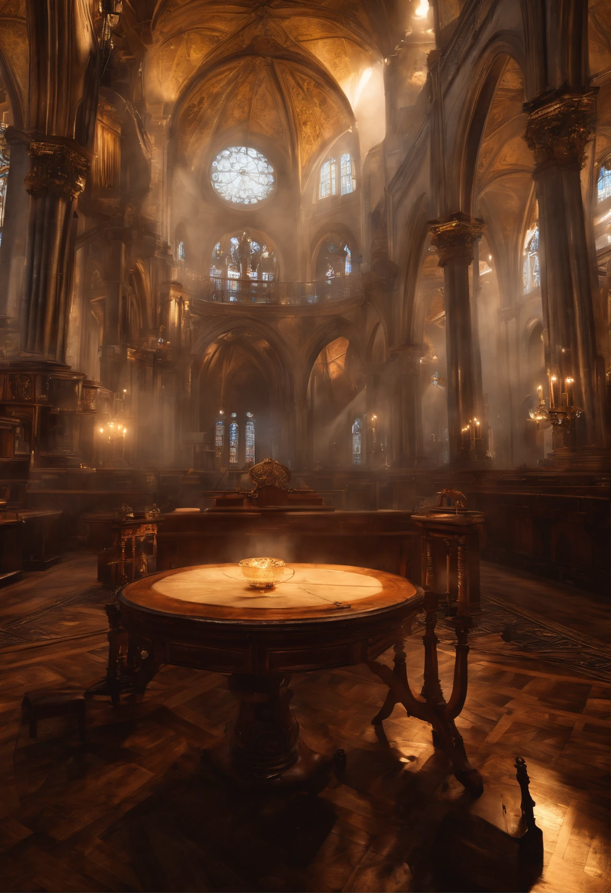 (CG extremamente detalhado e realista, master part, best quality, ultra-detalhado), Steampunk, Metropolitan Cathedral of St. Paul, (best ilumination, Melhor sombra, um extremamente delicado e bonito), Dynamic angle, cinematic atmospheric, serralheria ornamentada, Engrenagens, mechnical, smoke billowing, vapor, period costume, cores vibrantes.