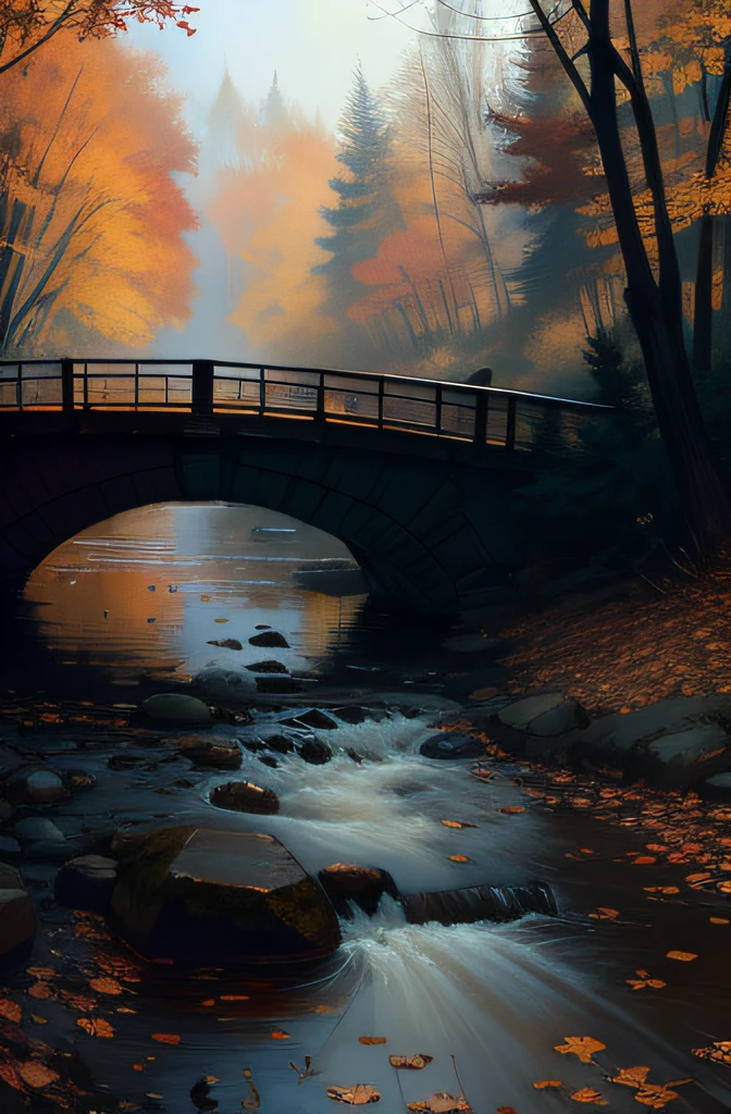 fall foliage, Ultra detailed, Masterpiece, River, Anti-aliasing, finedetail, the wallpaper, Natural lighting, Take Jeremy Mann（Jeremy Mann）for example（Jeremy Mann）For example（Jeremy Mann）style of