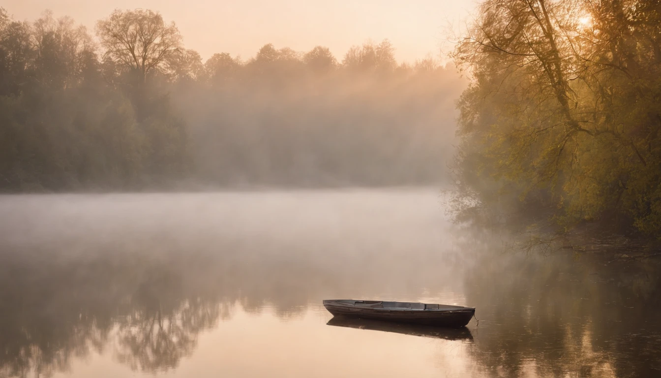 riverside,Morning fog,Premonition of good days