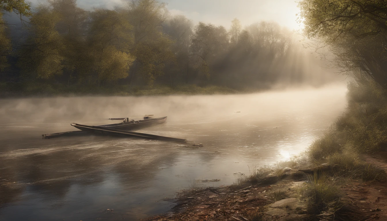 riverside,Morning fog,Premonition of good days