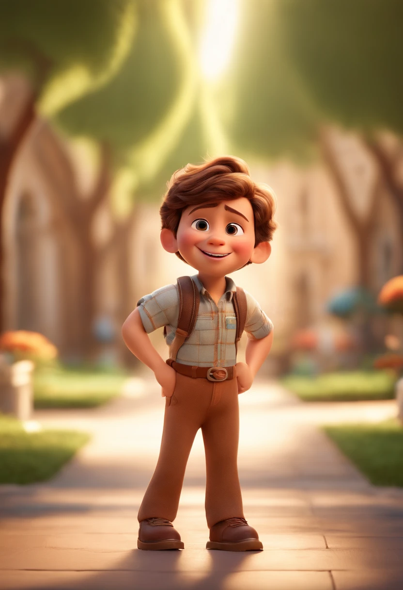 a happy cute ??? standing short hair, vestindo uma fantasia espacial, , fundo branco, barnet, Tom, Estilo Pixar, ....3d, desenhos animados, rosto detalhado, asymmetrical 16k