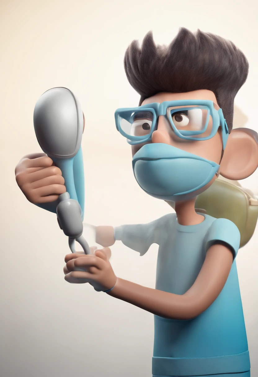 Cartoon character of a man wearing black glasses and a blue shirt, um personagem animado, Caractere estilizado, animation style rendering, 3D estilizado, Arnold Maya render, 3 d render stylized, toon render keyshot, Personagem 3D, Personagem 3D, 3d rendering stylized, 3 d character render, personagem de desenho animado, Personagem de close up, Pose de personagem, (Estilo Pixar) (master part:1.2) (Bokeh) (best quality) (pele detalhada) (textura detalhada) (8k) (argila) (Cinematic lighting) (foco nítido,Senta e vaza a parte superior do corpo