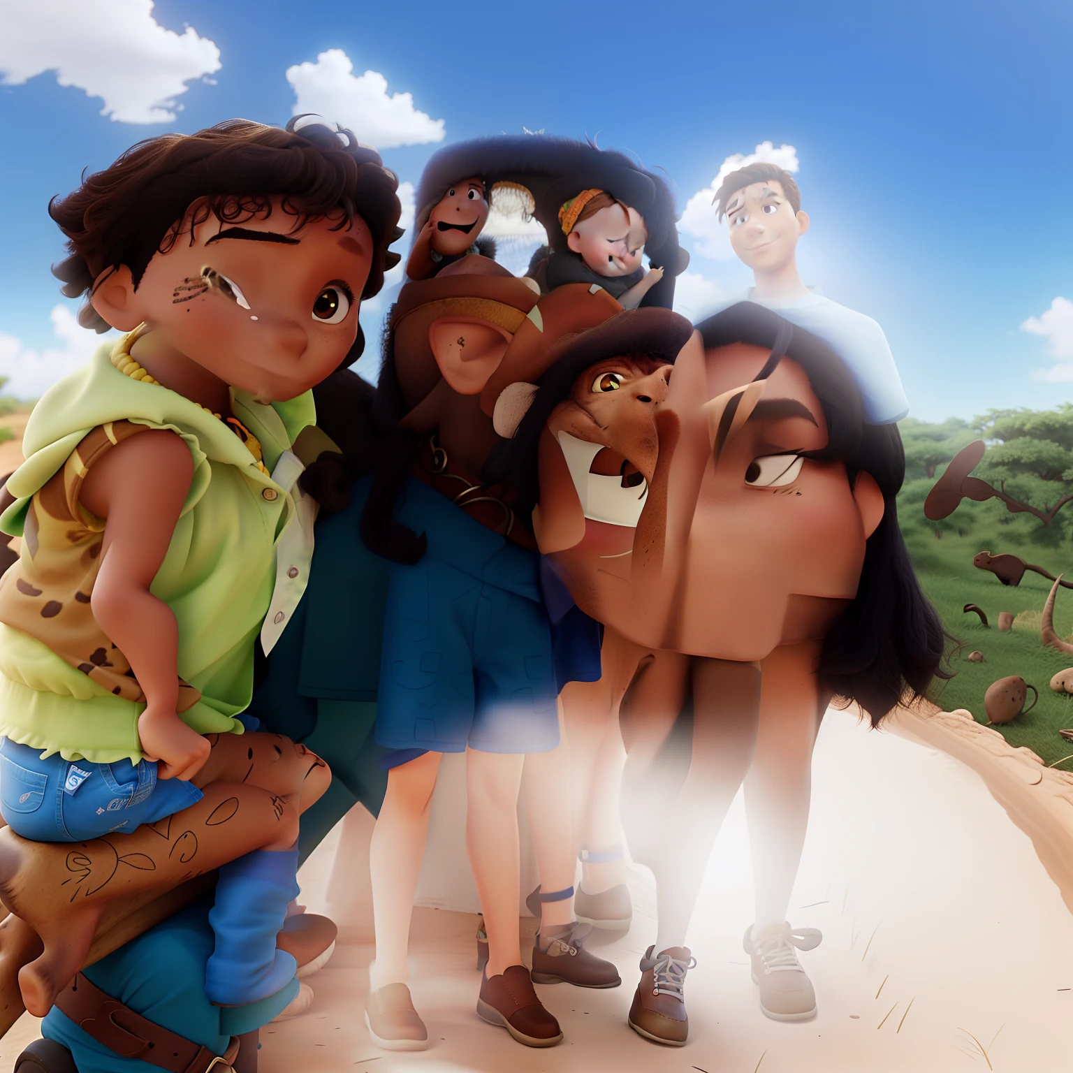 Familia 4 pessoas no safari