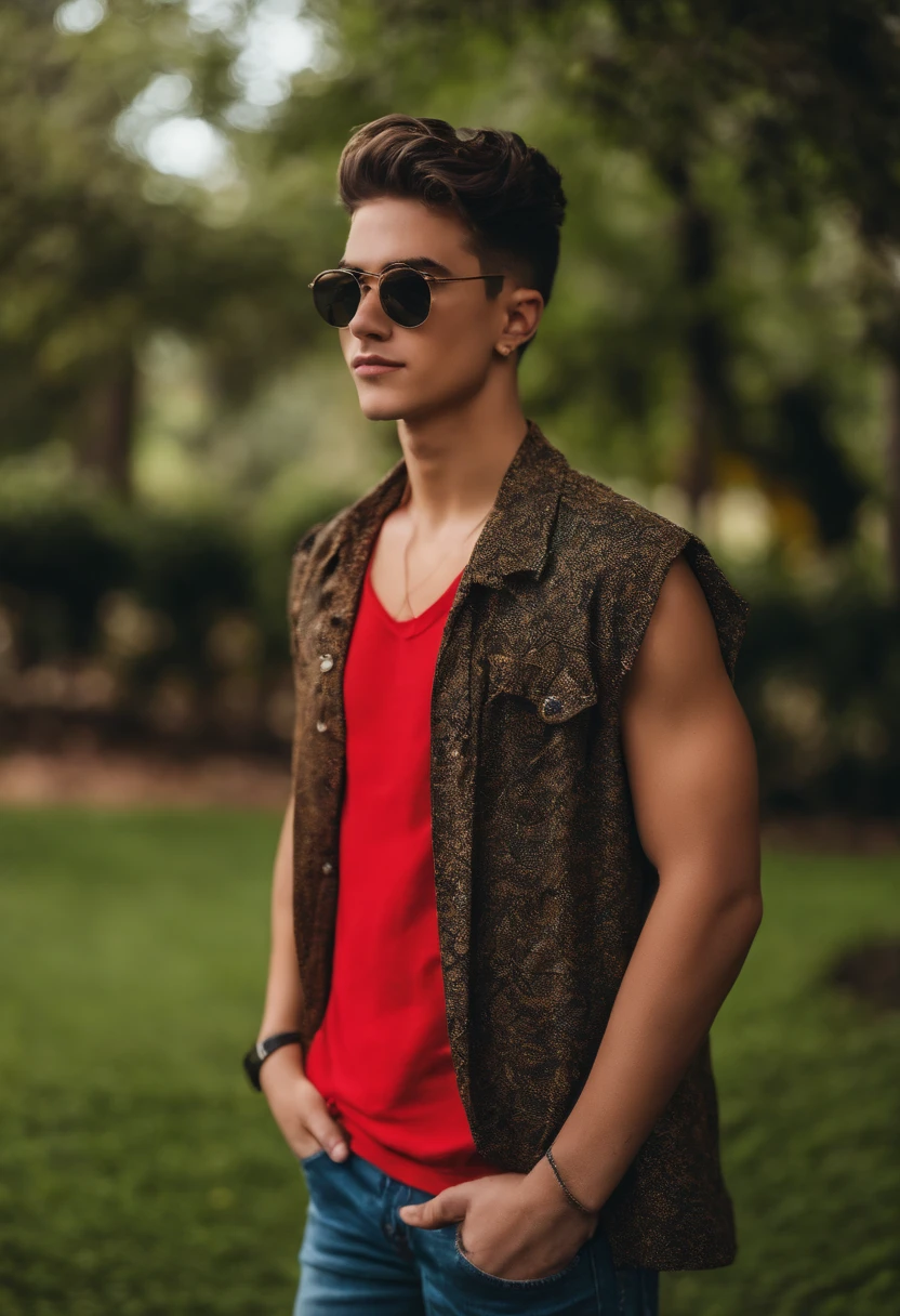 there is a man with sunglasses on posing for a picture, em torno de 1 9 anos, tommy 1 6 anos de idade, imagem frontal, ao sol, ele tem cerca de 2 0 anos de idade, ele tem cerca de 20 anos, 18 anos, mateus 9 5, Streamer do Twitch / Jogador Ludwig, foto de perfil 1024px, rosto perfeitamente sombreado
