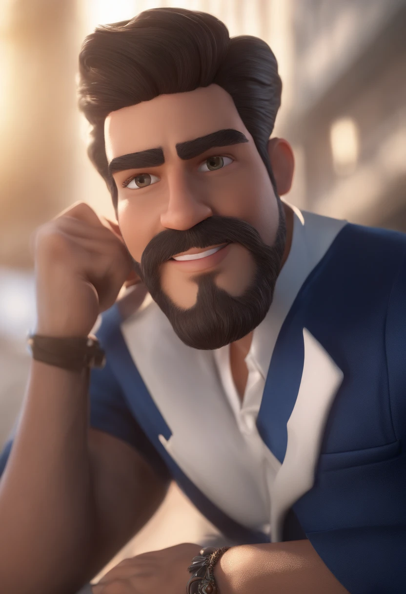 personagem dos desenhos animados de um homem e uma camisa azul, animation character, Caractere estilizado, animation style rendering, 3D estilizado, render, 3 d render stylized, toon render keyshot, Personagem 3D, Personagem 3D, 3d rendering stylized, 3 d character render, personagem de desenho animado, Personagem de close up, Pose de personagem, (Estilo Pixar) (master part:1.2) (Bokeh) (best quality) (pele detalhada) (textura detalhada) (8k) (argila) (Cinematic lighting) (foco nítido