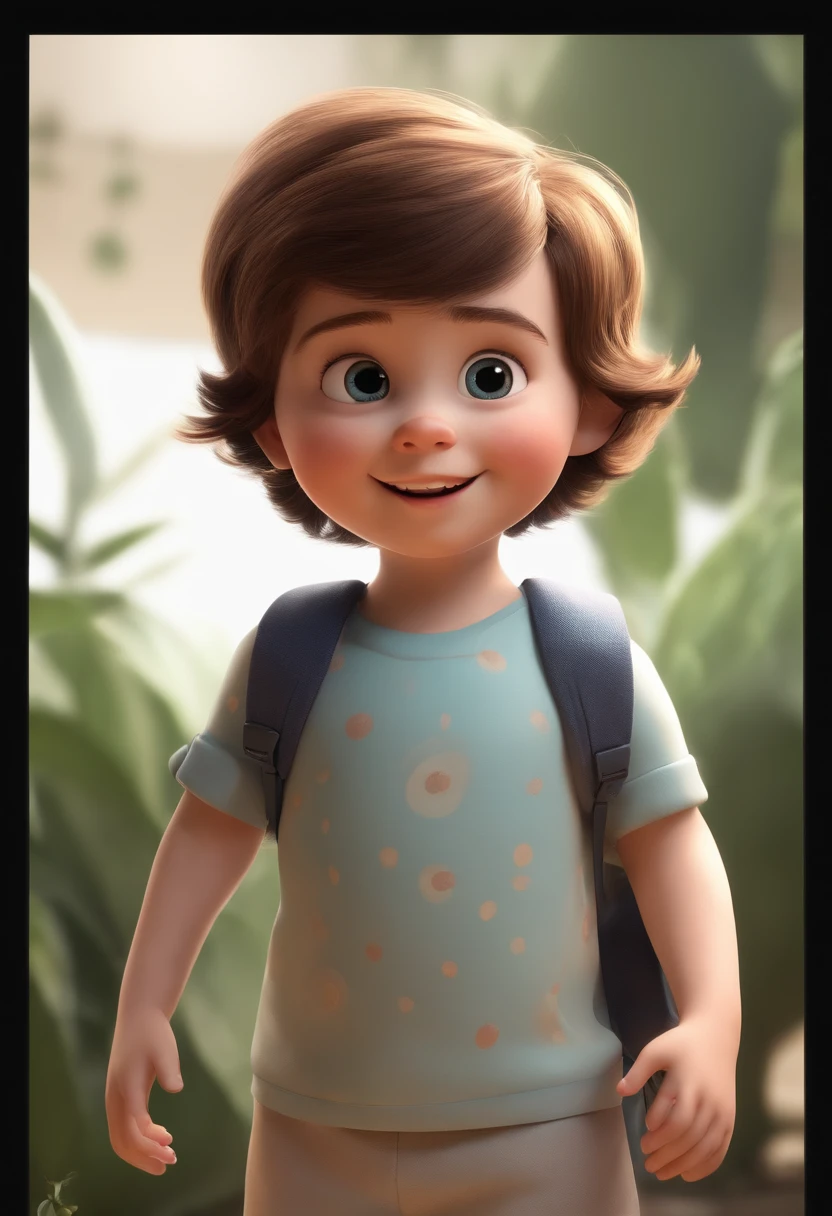 a happy cute standing short hair, vestindo uma fantasia espacial, , fundo branco, barnet, Tom, Estilo Pixar, ....3d, desenhos animados, rosto detalhado, asymmetrical 16k