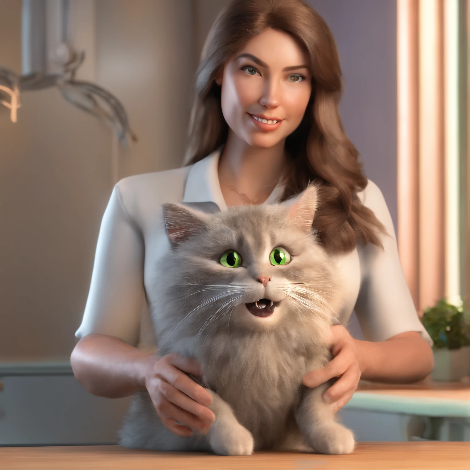 Danielle, 26 anos, Veterinarian Physiotherapist, cabelo marrom claro, olhos verdes, You've got a gray cat, cachorro e cavalo