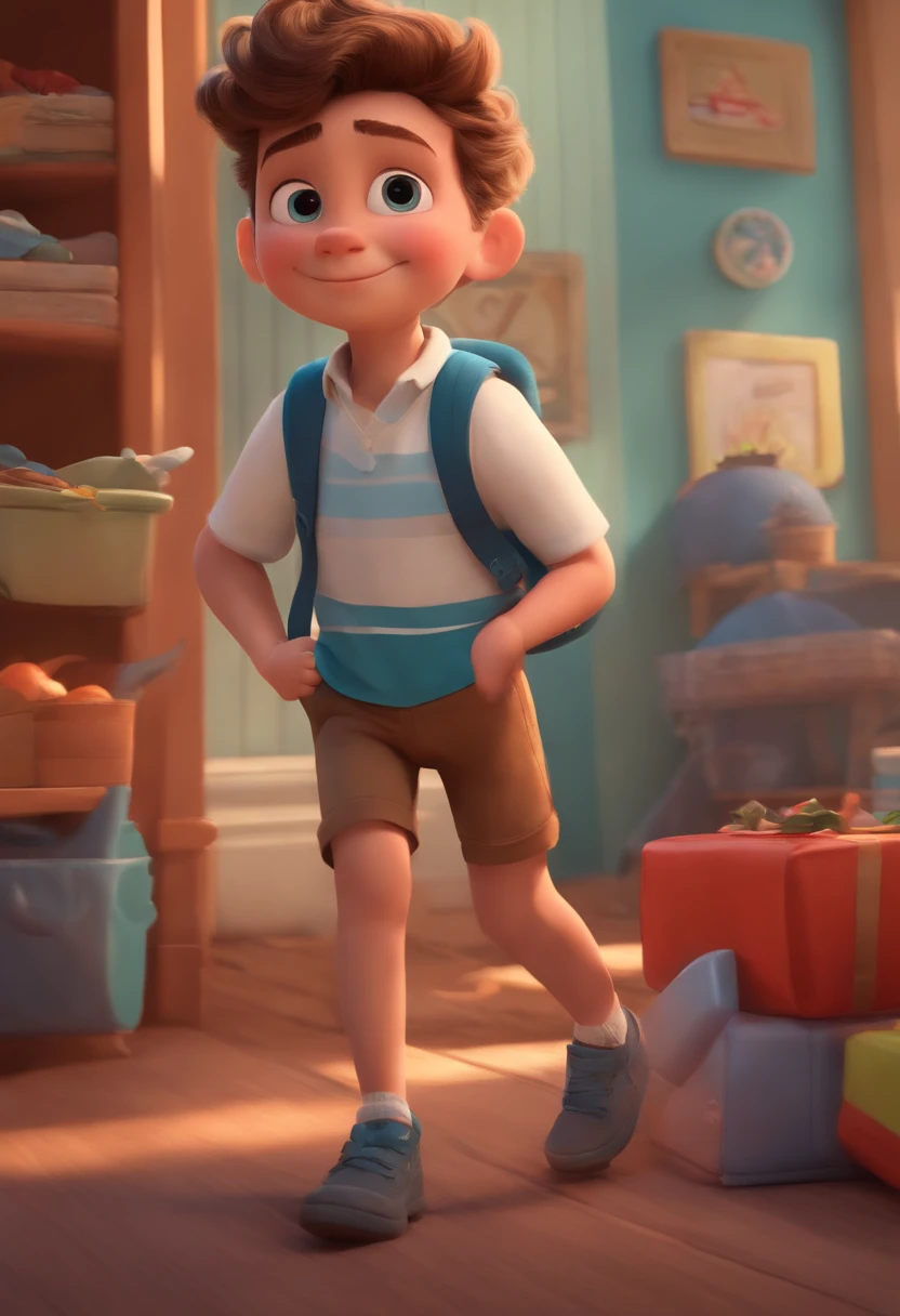 Image of a boy for a story in a YouTube video in Pixar format, He's the little allabester, He's the class leader, He's outgoing, Playful and gets up for a lot of things