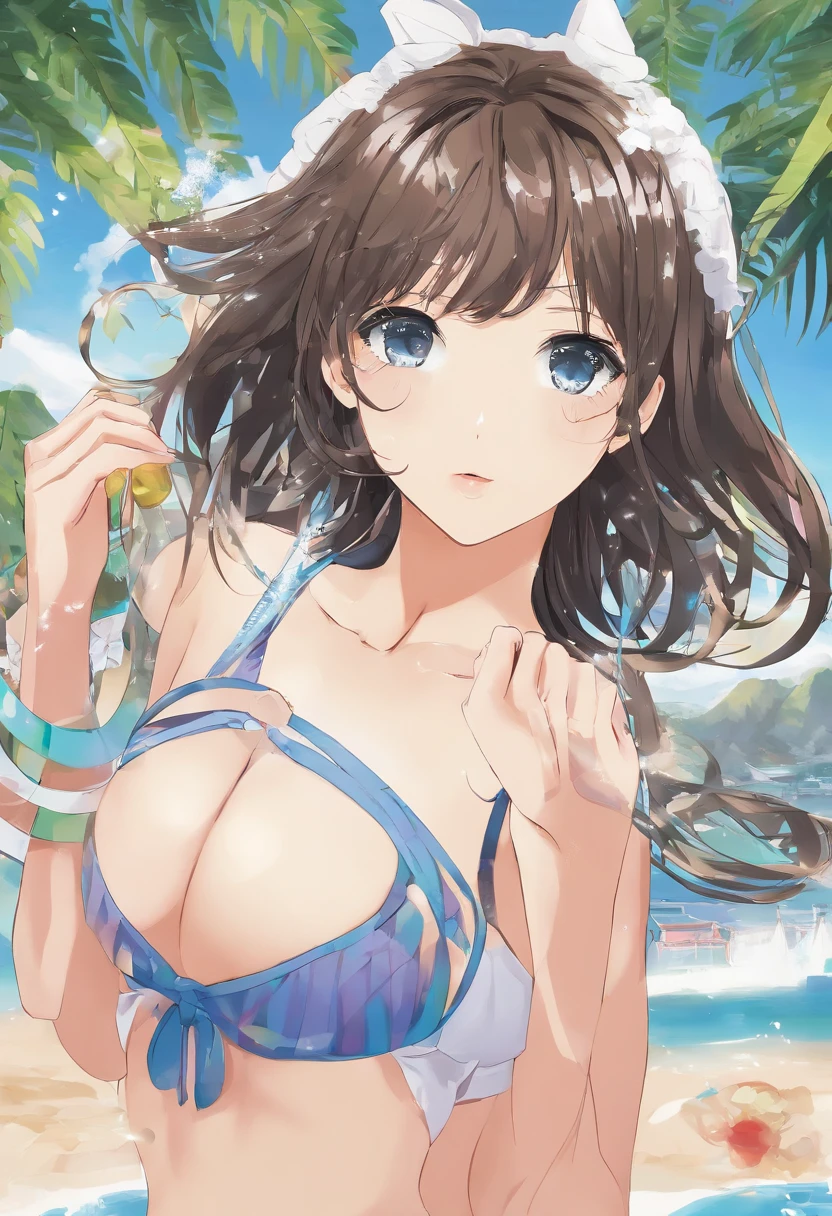 Uzaki Hana competitive swimsuit a atalho, japonesa, olhos castanhos, peitos fartos
