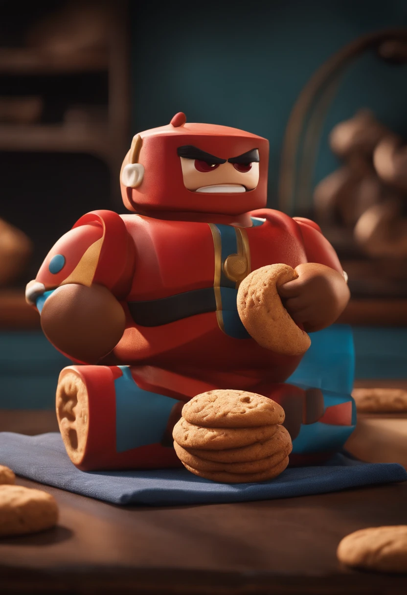 criar imagem de um biscoito e uma bolacha , lutando boxe estilo pixar - disney