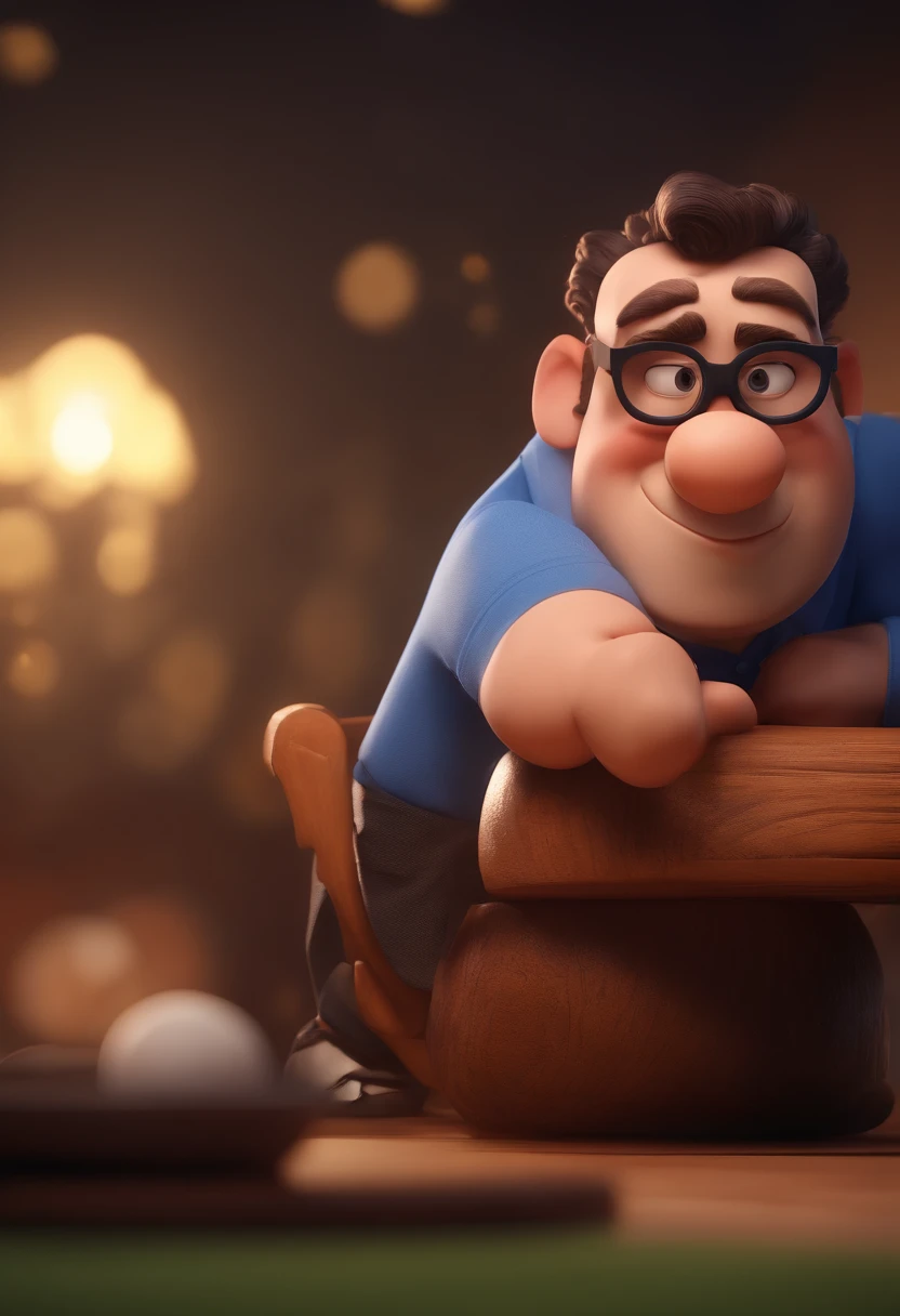 Cartoon character of a man with black glasses and a blue shirt, animation character, Caractere estilizado, animation style rendering, 3D estilizado, Arnold Maya render, 3 d render stylized, toon render keyshot, Personagem 3D, Personagem 3D, 3d rendering stylized, 3 d character render, personagem de desenho animado, Personagem de close up, Pose de personagem, (Estilo Pixar) (master part:1.2) (Bokeh) (best quality) (pele detalhada) (textura detalhada) (8k) (argila) (Cinematic lighting) (foco nítido
