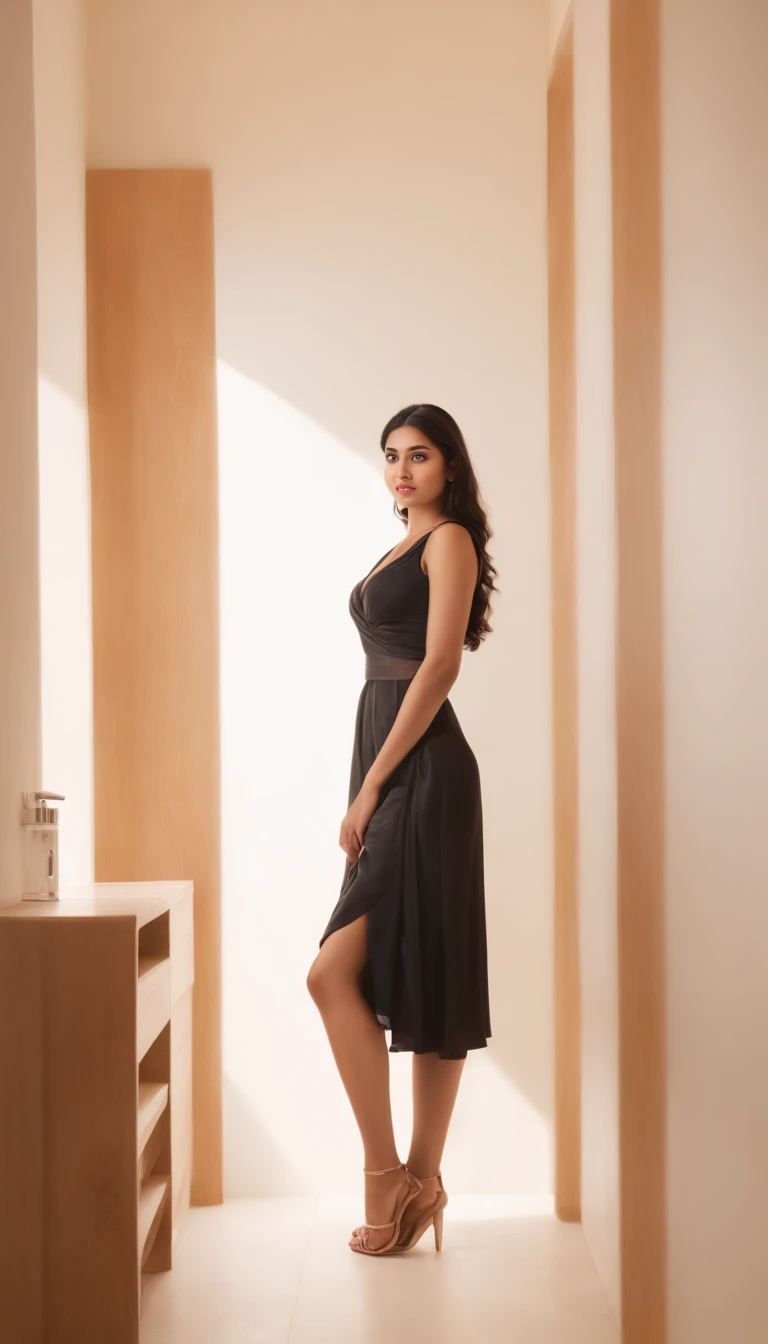 ultra-realistic realism, tmasterpiece, Best quality, Ultra-detailed wide angle, Best quality, 8K, natural lightting, Soft lighting, rays of sunshine, ( Full body photo of a beautiful Indian girl,Quarterly view,In the luxurious cloakroom, Tik, beautidful eyes, Long straight black hair, Use a delicate and beautiful silk skirt , Glowing core, brightly:1.3).(Luxurious cloakroom in the background:1.4) hdr (HighDynamicRange), Maximum clarity and sharpness, Many-Layer Textures, Fotor is realistic, ultra-realistic realism, Hipper de Tarado, analogue style, Soft lighting, Subsoil scattering, realisticlying, heavy shadow, tmasterpiece, Best quality, Ultra photo realsisim, 8K, Golden ratio, 复杂, High detail, Film photography, soft focus, ,GH3A,Train 4