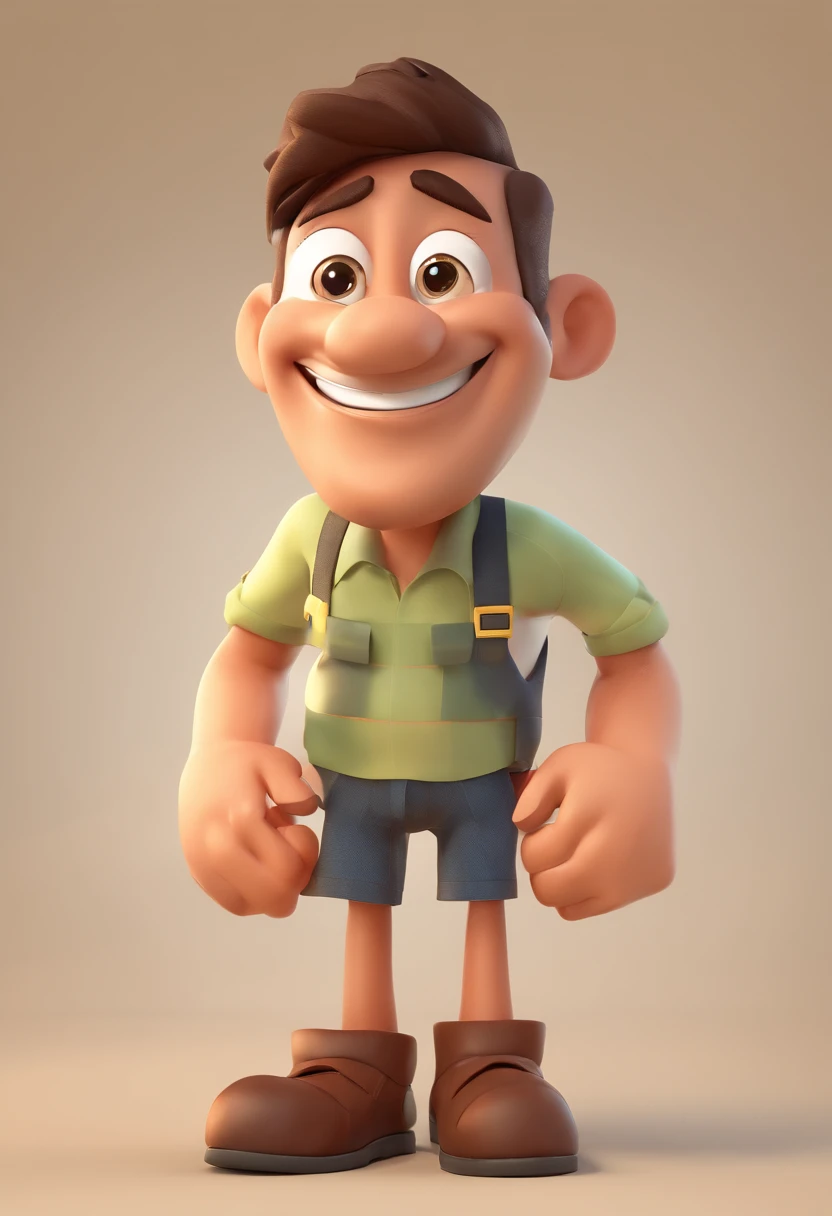 Smiling Man Illustration, sorriso insano, Homem de pele marrom com um sorriso gigante, happily smiling at the camera, sorriso atrevido, he's smiling, sorriso muito grande, Macho sorridente, foto de perfil headshot, rindo sorriso enorme, desenhando no estilo de Arte 3D, c4d, fundo de cor branco puro, estilo disney, estilo pixar render ilustracao Super Detalhe, 8k