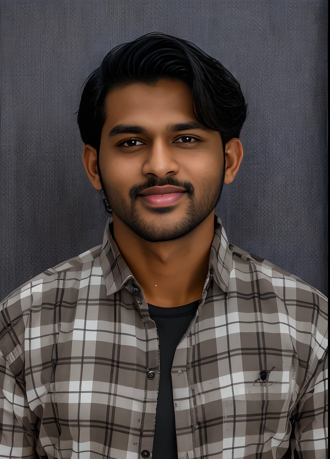 there is a man in a plaid shirt and black tie, jayison devadas, portait photo profile picture, with accurate face, vinayak, professional profile picture, jayison devadas style, in front of white back drop, ayan nag, journalist photo, riyahd cassiem, full body photograph, full body photgraph, full protrait