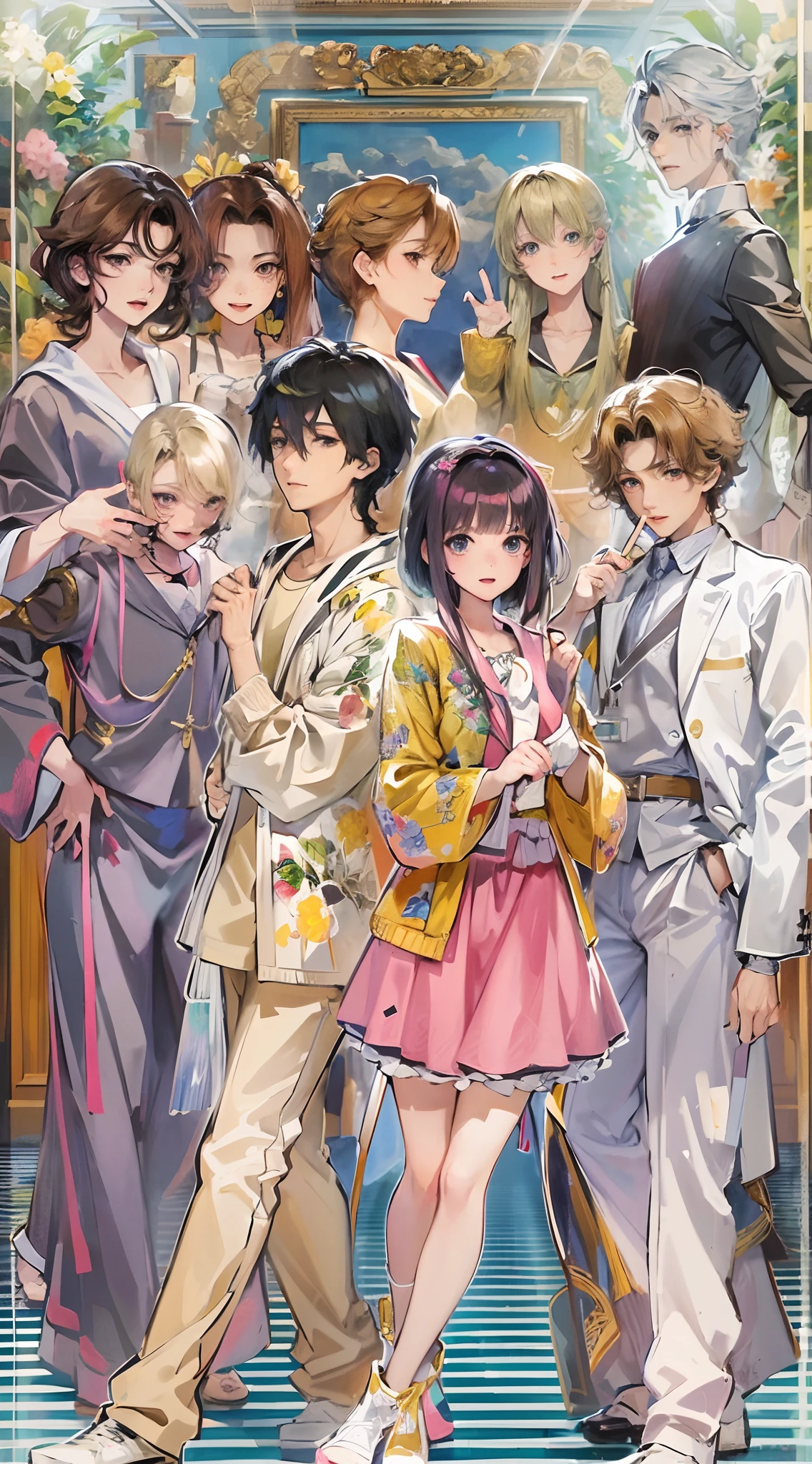Absurdres masterpiece HDR high quality picture of a scenes from Hana yori dango anime, characters are with detailed face, simple hair design , happy face, different clothes , ((random hair style:1 )) , anime eyes, light skin , 

Different outfits from anime, detailed outfit, nice background, masterpiece scenery