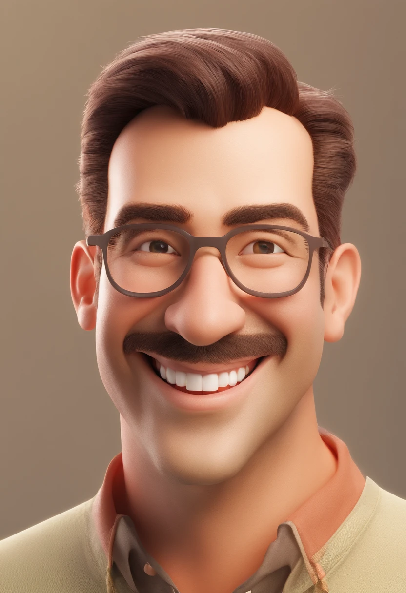 Smiling Man Illustration, sorriso insano, Homem de pele marrom com um sorriso gigante, happily smiling at the camera, sorriso atrevido, he's smiling, sorriso muito grande, Macho sorridente, foto de perfil headshot, rindo sorriso enorme, desenhando no estilo de Arte 3D, c4d, fundo de cor branco puro, estilo disney, estilo pixar render ilustracao Super Detalhe, 8k