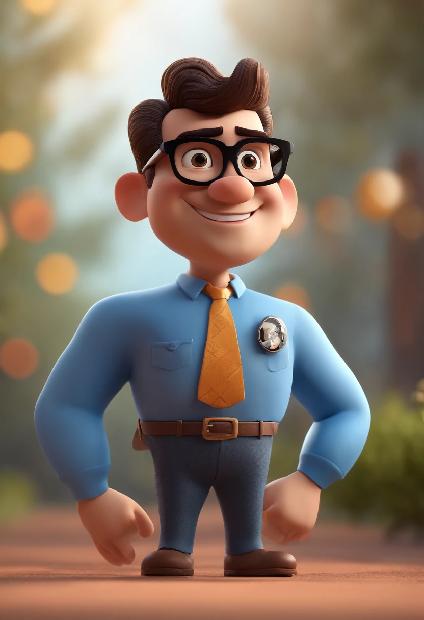 Cartoon character of a man with black glasses and a blue shirt, animation character, Caractere estilizado, animation style rendering, 3D estilizado, Arnold Maya render, 3 d render stylized, toon render keyshot, Personagem 3D, Personagem 3D, 3d rendering stylized, 3 d character render, personagem de desenho animado, Personagem de close up, Pose de personagem, (Estilo Pixar) (master part:1.2) (Bokeh) (best quality) (pele detalhada) (textura detalhada) (8k) (argila) (Cinematic lighting) (foco nítido