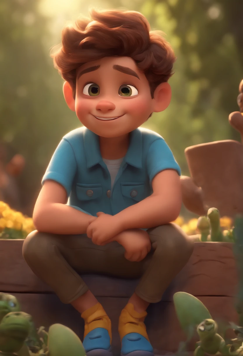 Image of a boy for a story in a YouTube video in Pixar format, He's the allabester, He's the class leader, He's outgoing, Playful and gets up for a lot of things