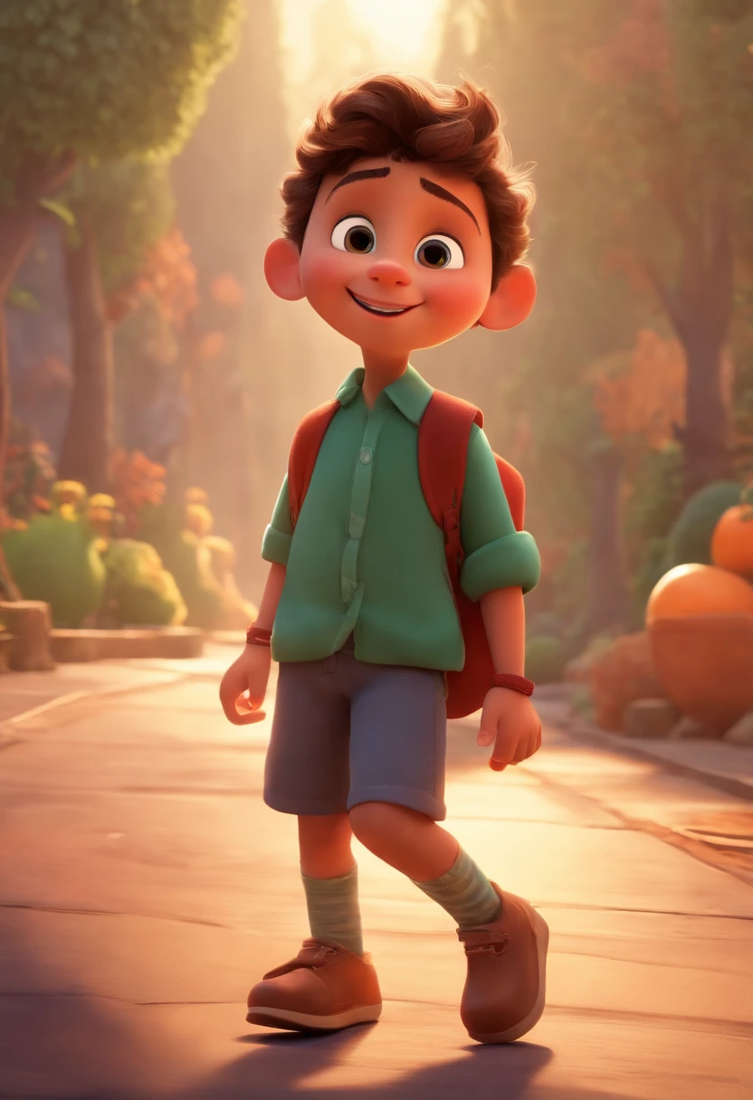 Image of a boy for a story in a YouTube video in Pixar format, He's the allabester, He's the class leader, He's outgoing, Playful and gets up for a lot of things