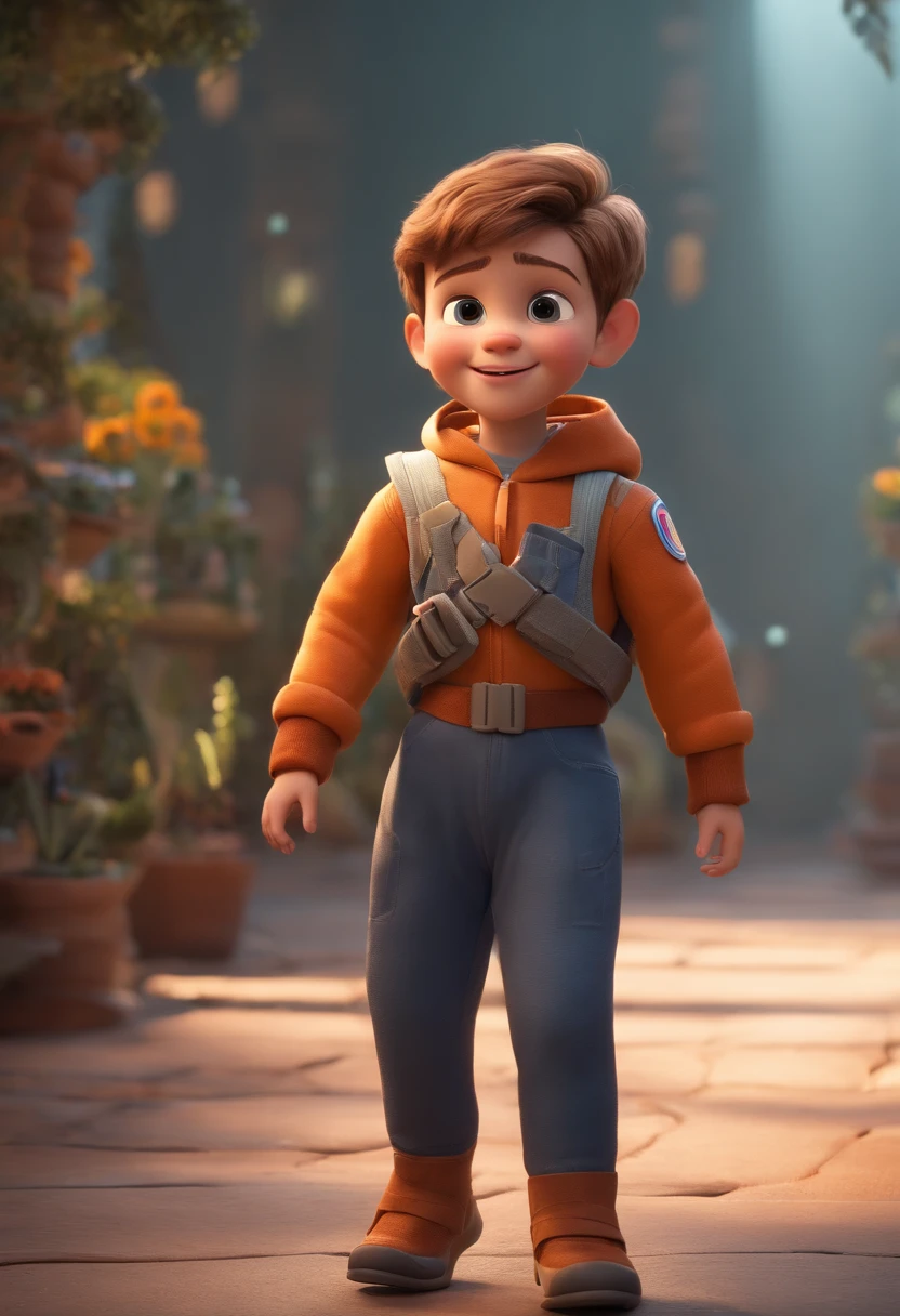 a happy cute ??? standing short hair, vestindo uma fantasia espacial, , fundo branco, barnet, Tom, Estilo Pixar, ....3d, desenhos animados, rosto detalhado, asymmetrical 16k