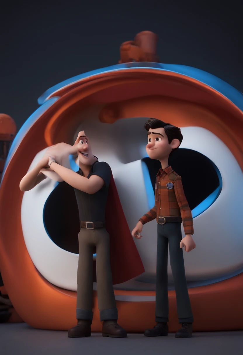 Um filme inspirado na Disney Pixar (MENINO NEGRO JOVEM COM CABELO CACHEADO PRETO) dentro A cena estar na arte distinta do estilo PIXAR, policial