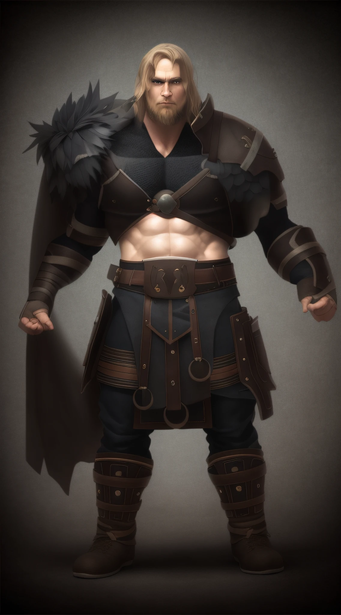 with a pure white background,simple backgound,Sharp eyes,A caped Viking leader, cold shades, ,Textured leather, intricate tattoos, Detailed hair strands, detailed feathered, Dynamic actions, Intense contrast lighting effects, Skillful drawing skills, Rich texture, Emphasis on muscle building, Majestic and brave depiction, Pay attention to eye expressions, A strong posture conveys strength, realistic fur texture, Dim background lighting, Abstract Nordic elements. (Best quality, 4K, High-res, Masterpiece:1.2), Ultra-detailed, Realistic:1.37, hdr, Studio lighting, Vivid colors, Bokeh, sportrait, landscape, nordic, battle, Dark tones.