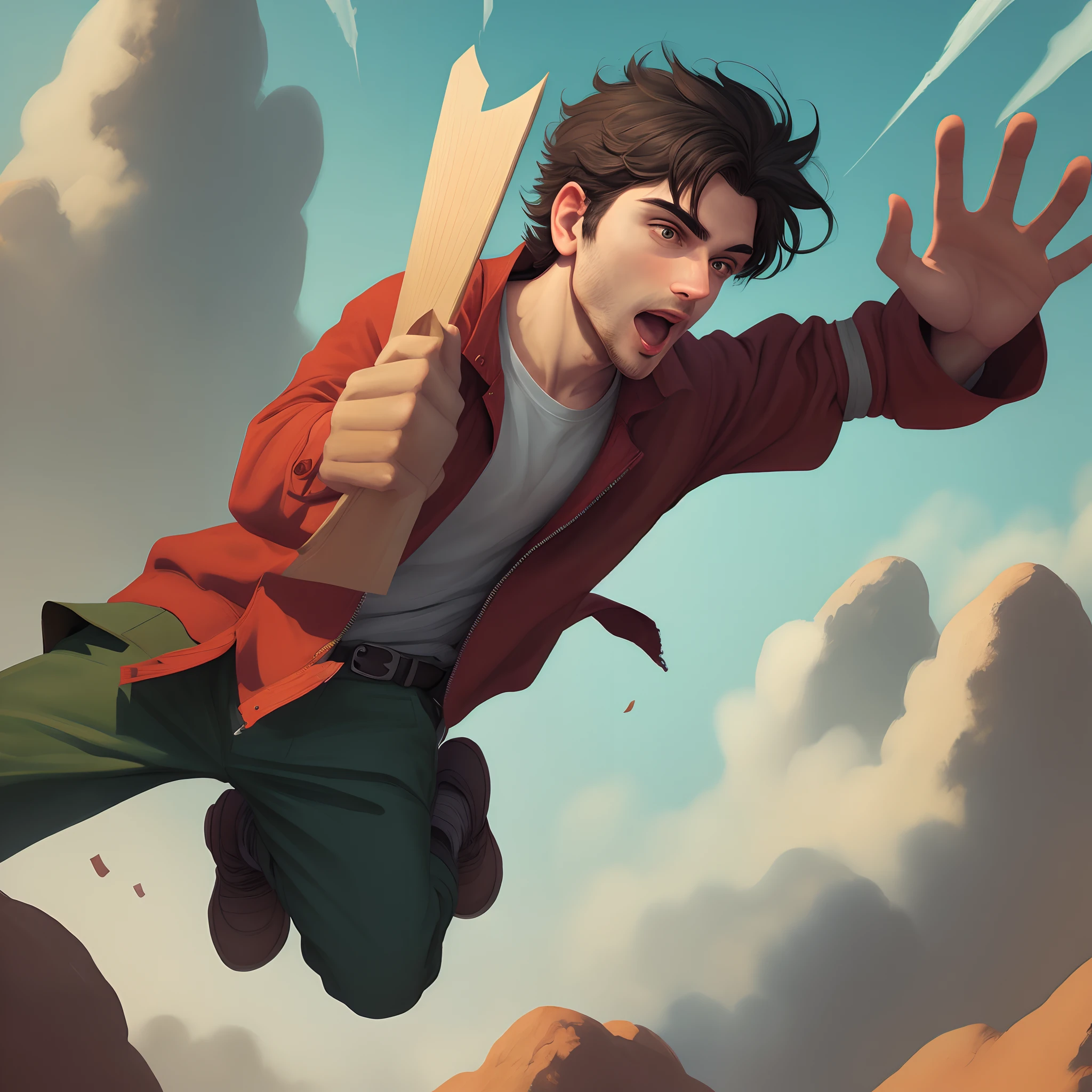 Illustration Man back to back with one hand in front of him