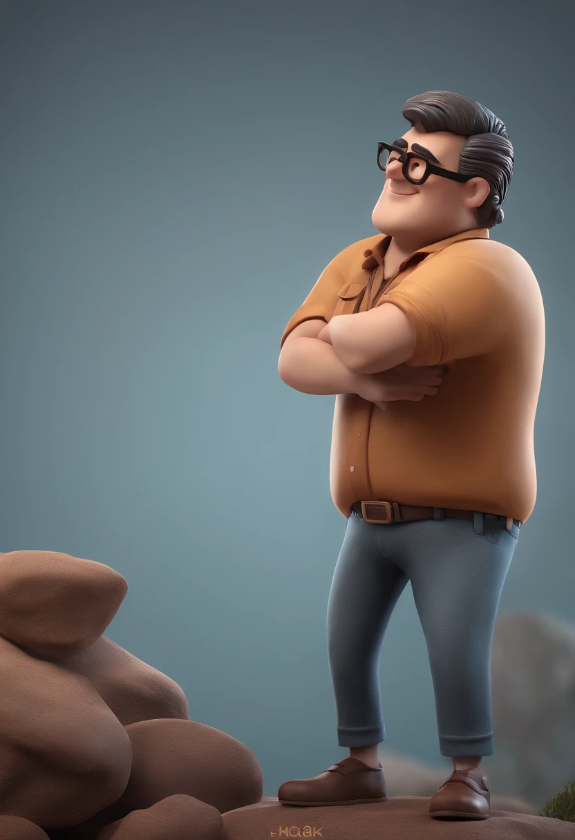 Cartoon character of a man with black glasses and a blue shirt, animation character, Caractere estilizado, animation style rendering, 3D estilizado, Arnold Maya render, 3 d render stylized, toon render keyshot, Personagem 3D, Personagem 3D, 3d rendering stylized, 3 d character render, personagem de desenho animado, Personagem de close up, Pose de personagem, (Estilo Pixar) (master part:1.2) (Bokeh) (best quality) (pele detalhada) (textura detalhada) (8k) (argila) (Cinematic lighting) (foco nítido