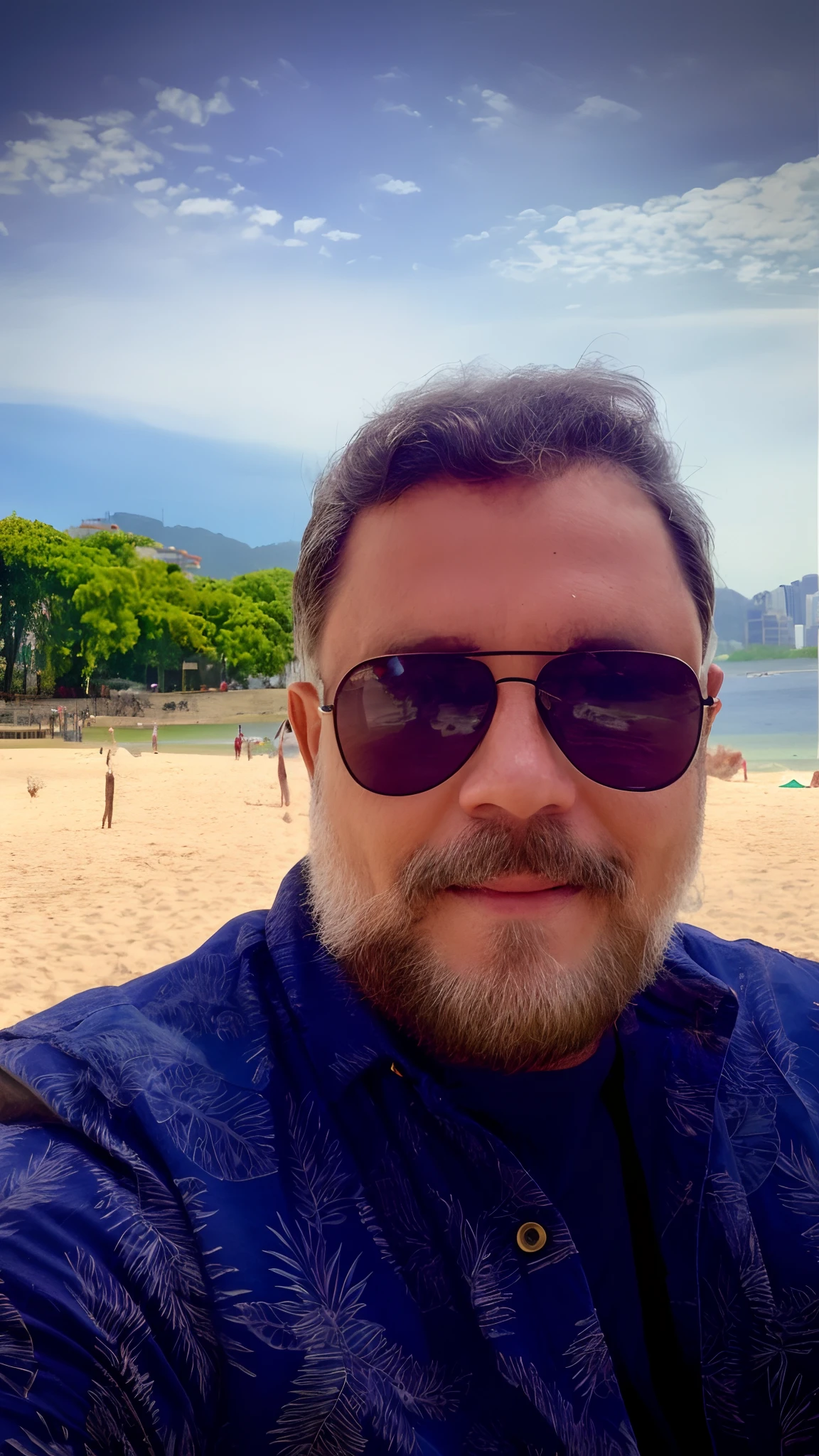 there is a man with a beard and sunglasses on a beach, inspired by Antônio Parreiras, in sao paulo, avatar image, david rios ferreira, by Felipe Seade, icaro carvalho, Henry Alvim Correa, inspired by João Artur da Silva, edu souza, vacation photo, inspired by Samuel Silva