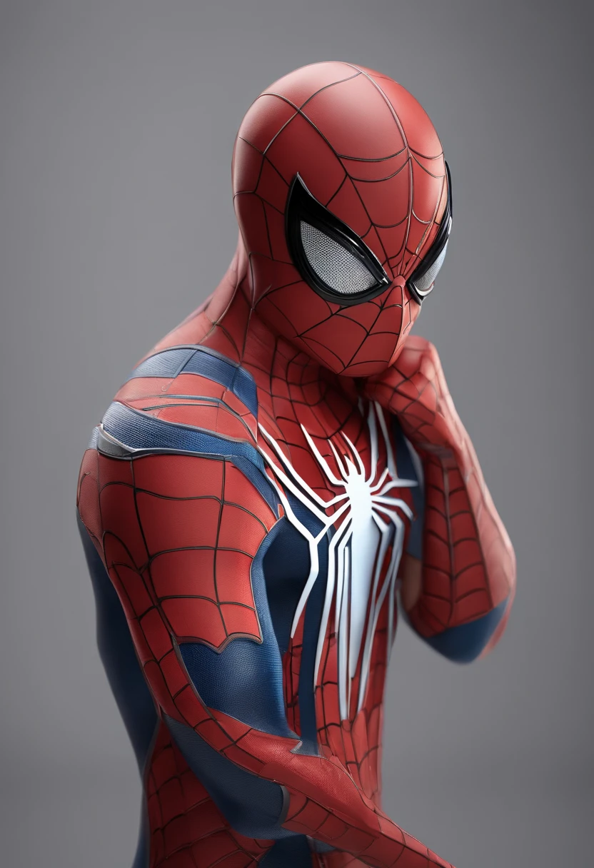Personagem de desenho animado de um homem usando o traje do spider man, um personagem animado, Caractere estilizado, animation style rendering, 3D estilizado, felipe augusto render, 3 d render stylized, toon render keyshot, Personagem 3D, Personagem 3D, 3d rendering stylized, 3 d character render, personagem de desenho animado, Personagem de close up, Pose de personagem, (Estilo Pixar) (master part:1.2) (Bokeh) (best quality) (pele detalhada) (textura detalhada) (8k) (argila) (Cinematic lighting) (foco nítido,Senta e vaza a parte superior do corpo
