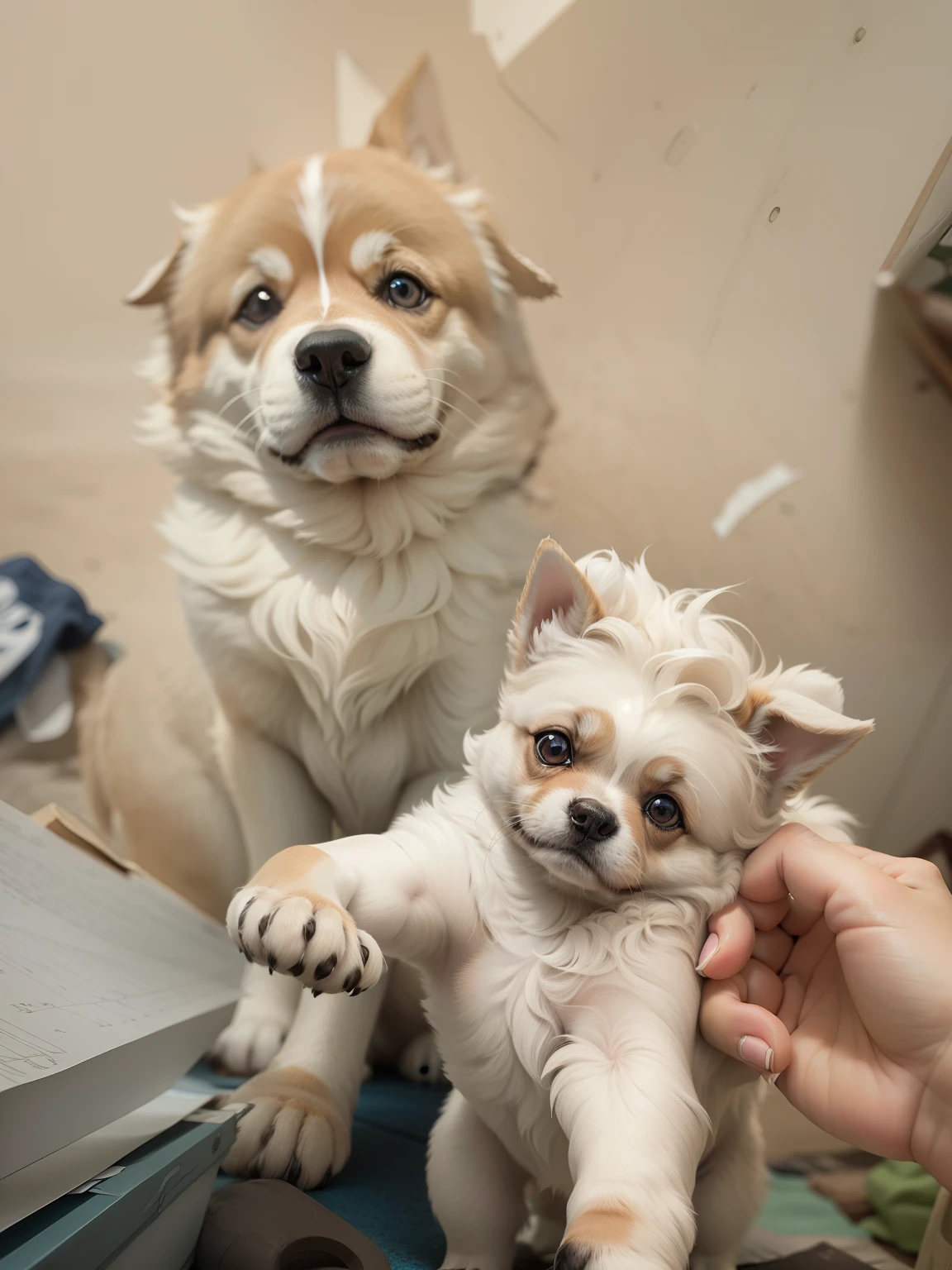 Imagem 1: Uma foto da mel, a cachorrinha abandonada abandonado, Breed shitszu with sad look, procurando por ajuda em desenho
