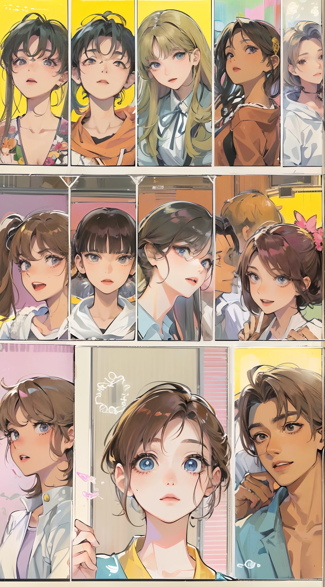 Absurdres masterpiece HDR high quality picture of a scenes from Hana yori dango anime, character is with detailed face, simple hair design , happy face, different clothes , ((random hair style:1 )) , anime eyes, light skin ,
Different outfits from anime, detailed outfit, nice background, masterpiece scenery