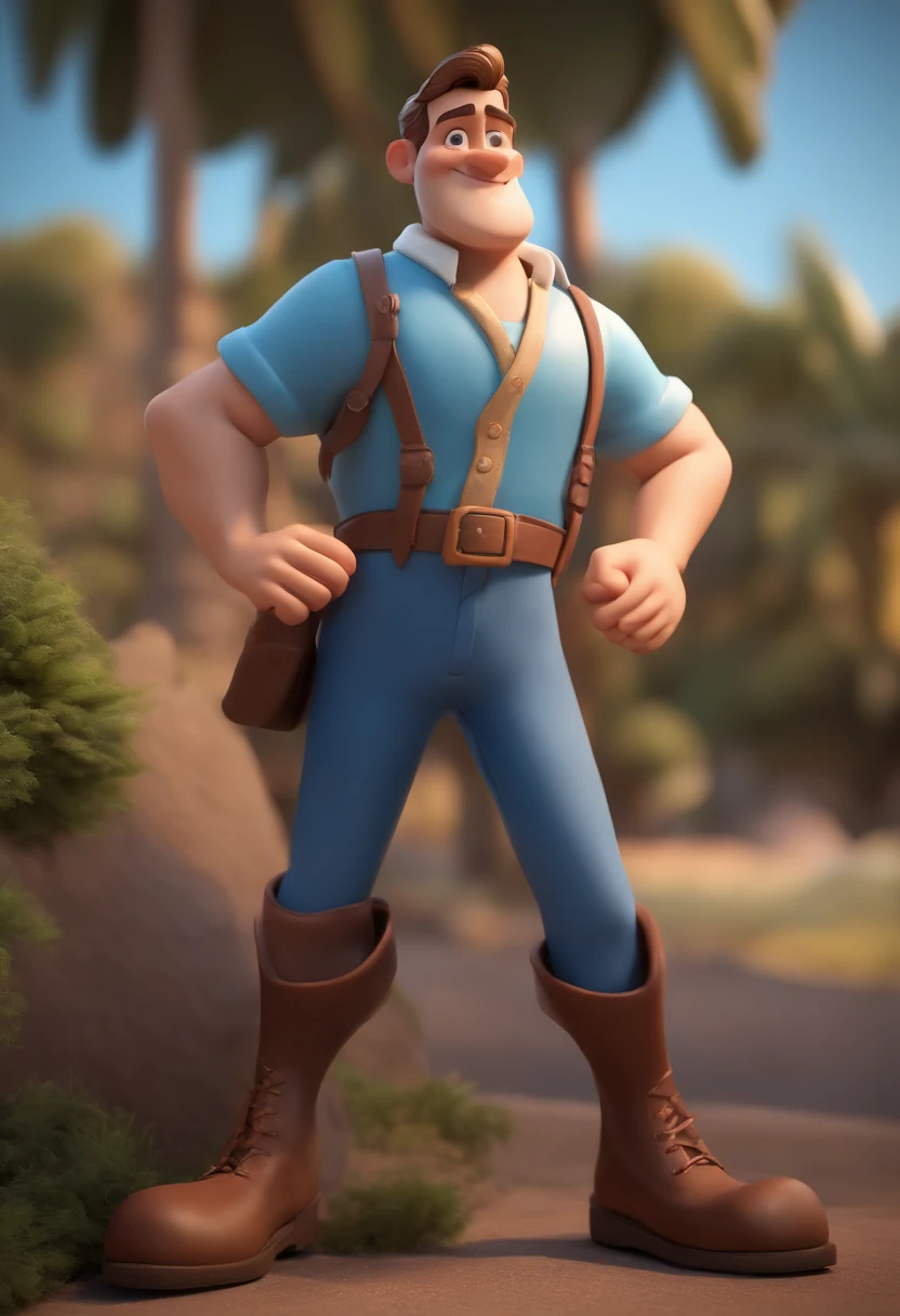 Cartoon character of a man without glasses, cabelo castanho claro e uma camisa azul, animation character, Caractere estilizado, animation style rendering, 3D estilizado, Arnold Maya render, 3 d render stylized, toon render keyshot, Personagem 3D, Personagem 3D, 3d rendering stylized, 3 d character render, personagem de desenho animado, Personagem de close up, Pose de personagem, (Estilo Pixar) (master part:1.2) (Bokeh) (best quality) (pele detalhada) (textura detalhada) (8k) (argila) (Cinematic lighting) (foco nítido