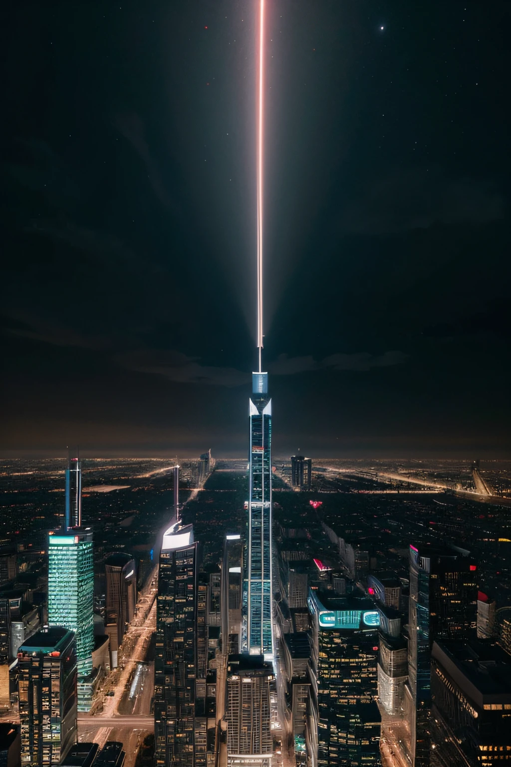 Imagine a metropolis of the future, glowing with neon lights and towering skyscrapers that stretch until they touch the clouds. The streets are filled with silent flying vehicles, Gliding between the buildings. The facades of the buildings are adorned with vertical gardens and kinetic sculptures, Creating a unique fusion between nature and technology. A network of elevated walkways connects the buildings, proporcionando uma vista espetacular da cidade abaixo. As night falls, Artistic holograms and futuristic advertisements light up the cityscape. The night sky is tinged with vibrant colors due to urban lighting and incessant activity. As pessoas se movem pelas ruas com trajes modernos e elegantes, each reflecting its own expression of style and identity. Advanced technology permeates every aspect of everyday life, from wearable devices to autonomous transport systems. Detalhes intricados devem destacar a arquitetura inovadora, The patterns of lights and shadows and design elements that make this futuristic city a truly extraordinary setting. The image should convey a sense of progress, Wonder and the allure of the future.