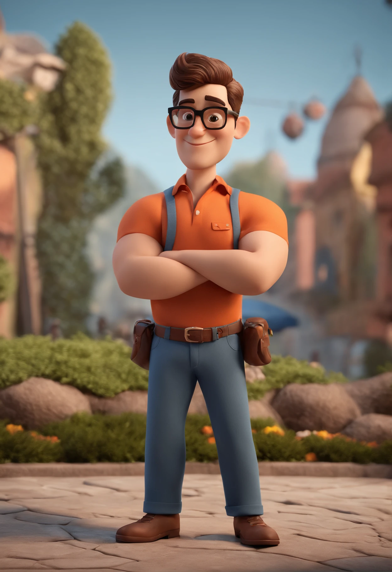 Cartoon character of a man with black glasses and a blue shirt, animation character, Caractere estilizado, animation style rendering, 3D estilizado, Arnold Maya render, 3 d render stylized, toon render keyshot, Personagem 3D, Personagem 3D, 3d rendering stylized, 3 d character render, personagem de desenho animado, Personagem de close up, Pose de personagem, (Estilo Pixar) (master part:1.2) (Bokeh) (best quality) (pele detalhada) (textura detalhada) (8k) (argila) (Cinematic lighting) (foco nítido