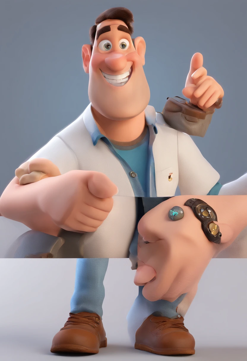 Smiling Man Illustration, sorriso insano, Homem de pele marrom com um sorriso gigante, happily smiling at the camera, sorriso atrevido, he's smiling, sorriso muito grande, Macho sorridente, foto de perfil headshot, rindo sorriso enorme, desenhando no estilo de Arte 3D, c4d, fundo de cor branco puro, estilo disney, estilo pixar render ilustracao Super Detalhe, 8k